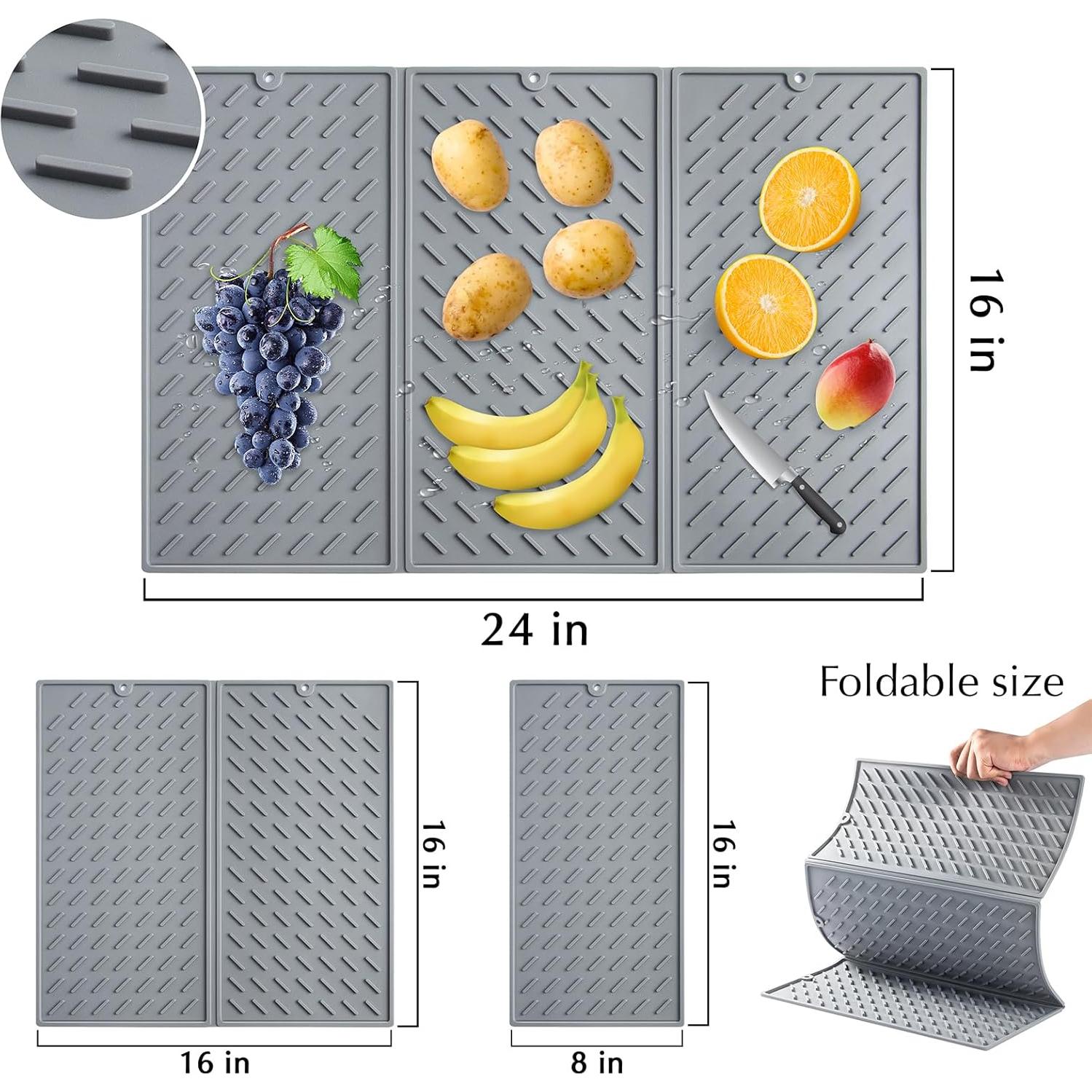 Alfombrilla de Secado de Platos Silicona NINGNVSHI 61x41cm Gris