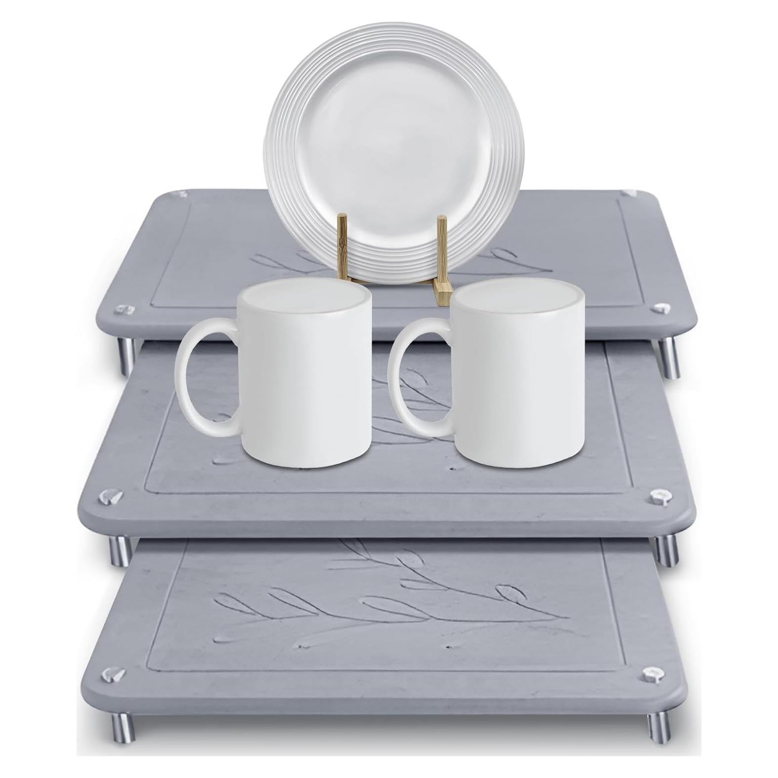 Juego de 3 Alfombrillas de Secado de Platos Huimpet - Piedra Diatomácea