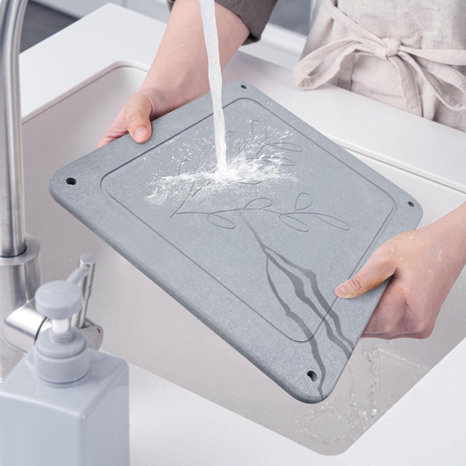Juego de 3 Alfombrillas de Secado de Platos Huimpet - Piedra Diatomácea