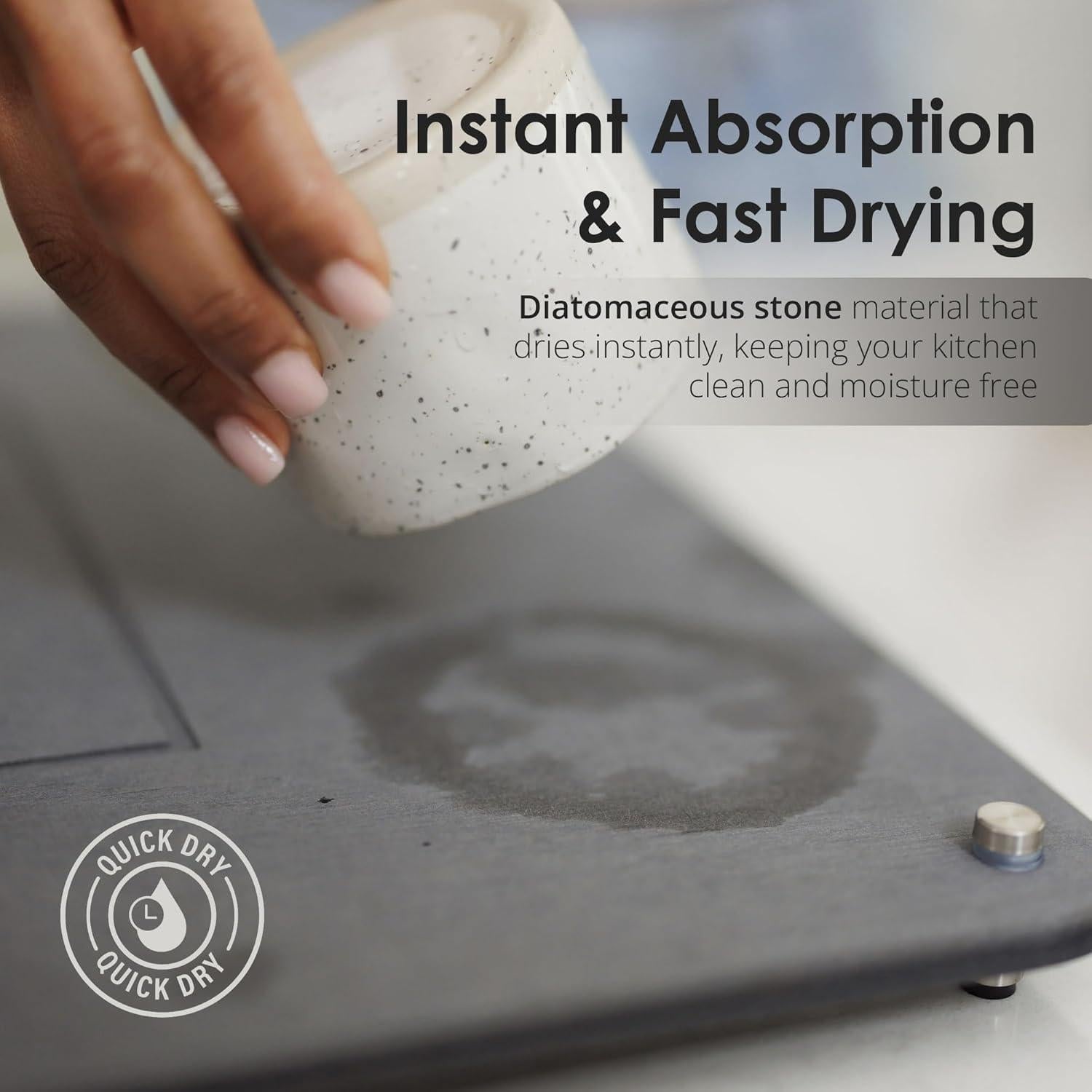 Alfombrilla de Secado de Piedra Diatomita 50x40cm Gris RUEM