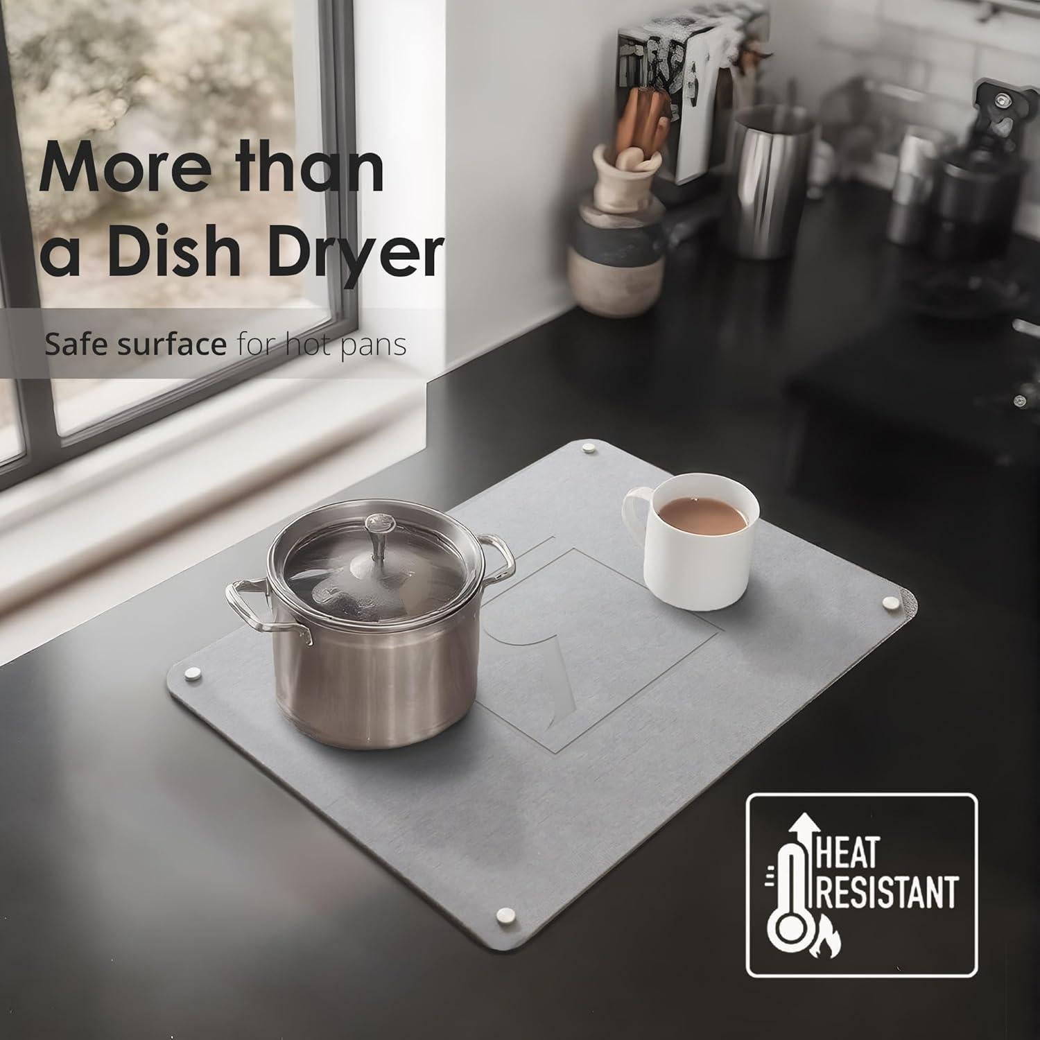 Alfombrilla de Secado de Piedra Diatomita 50x40cm Gris RUEM