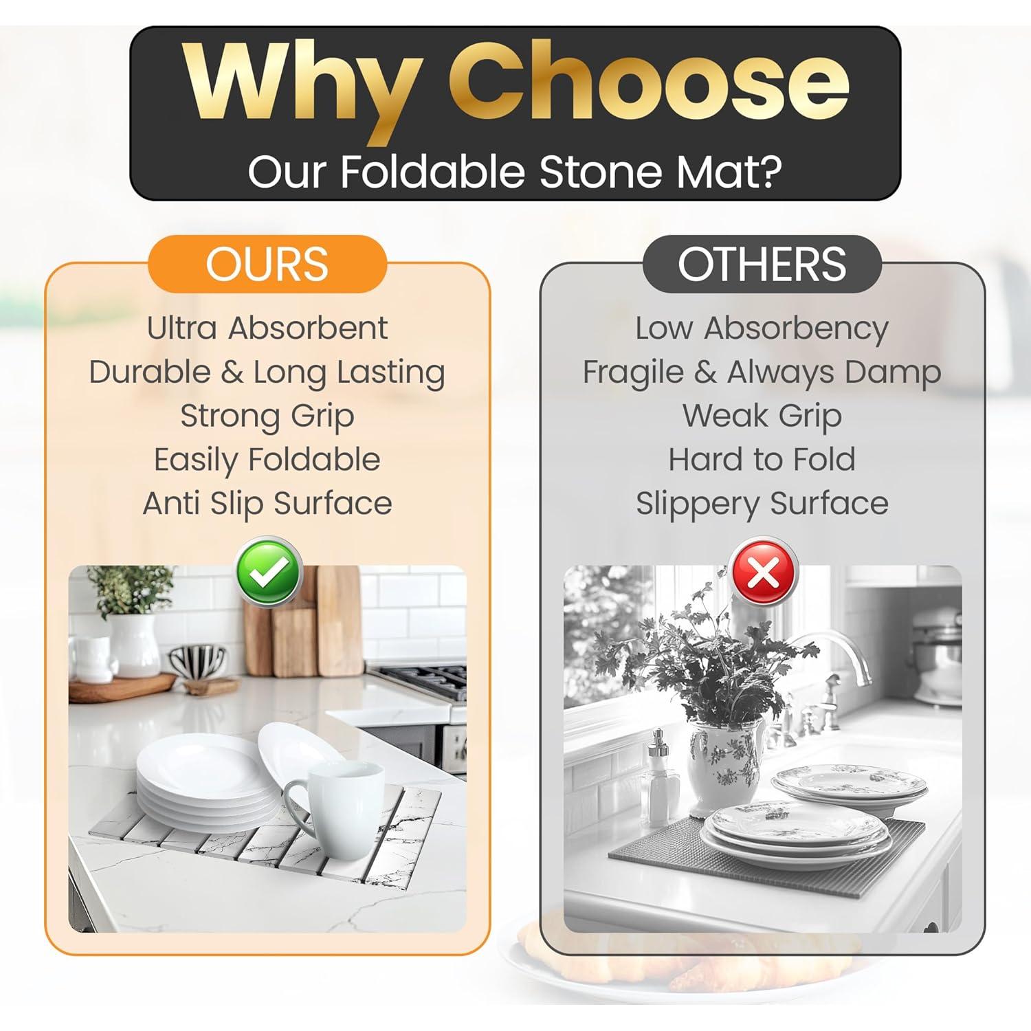 Tapete de Secado de Platos de Piedra Luminae 45x38 cm