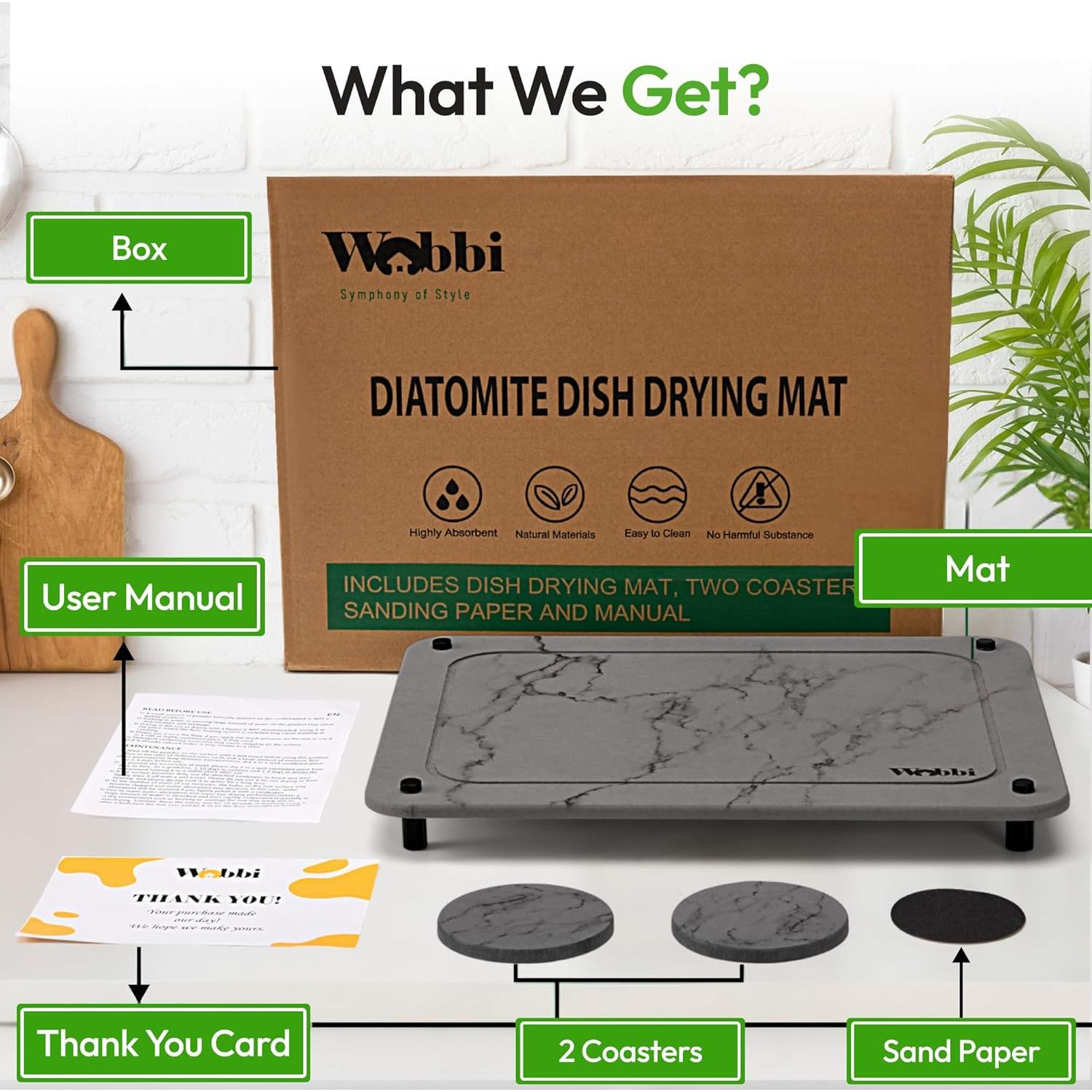 Alfombrilla de Secado de Platos Wobbi 39.6x29.7cm Antideslizante