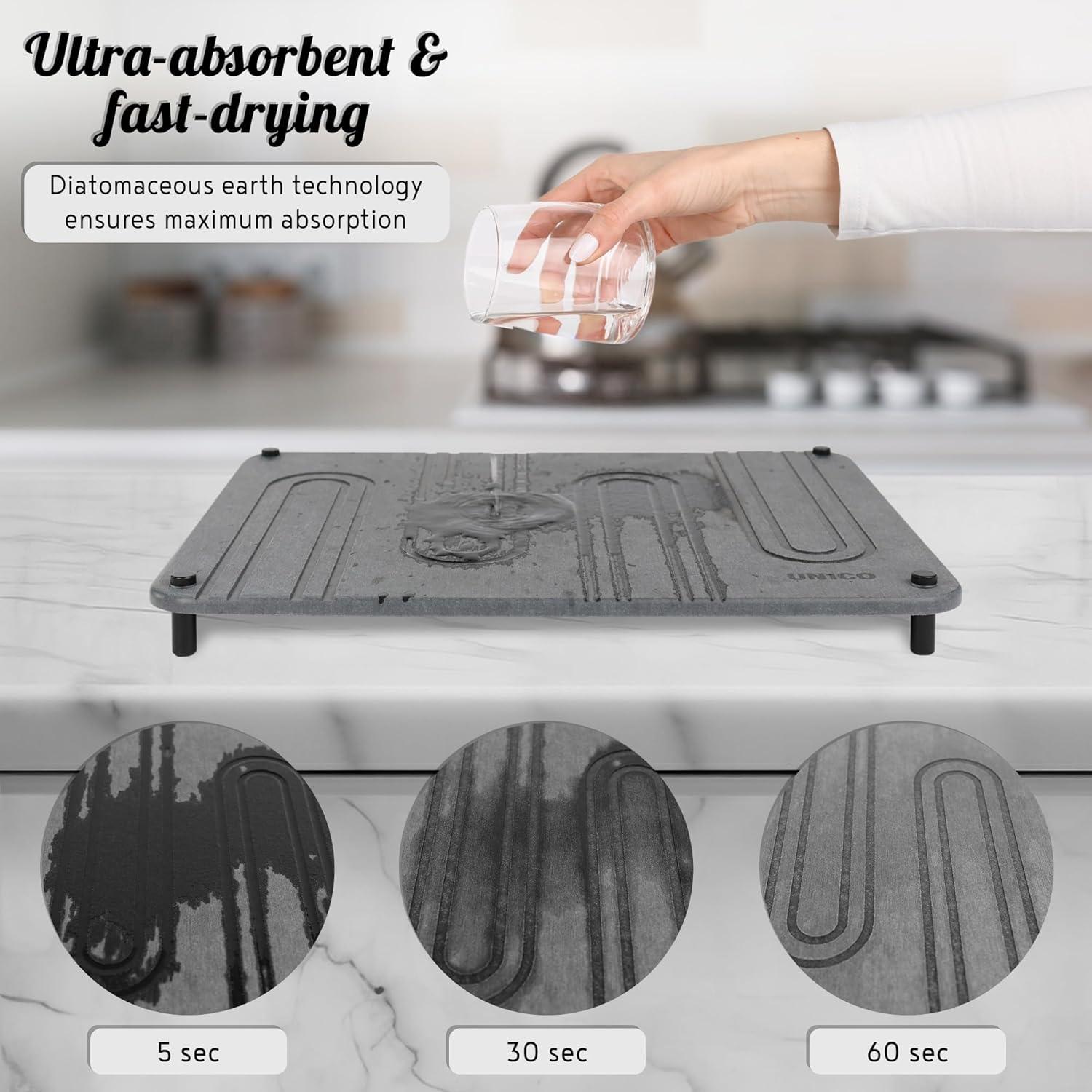 Alfombrilla de Secado de Piedra Diatomita UN1CO - 2 Piezas