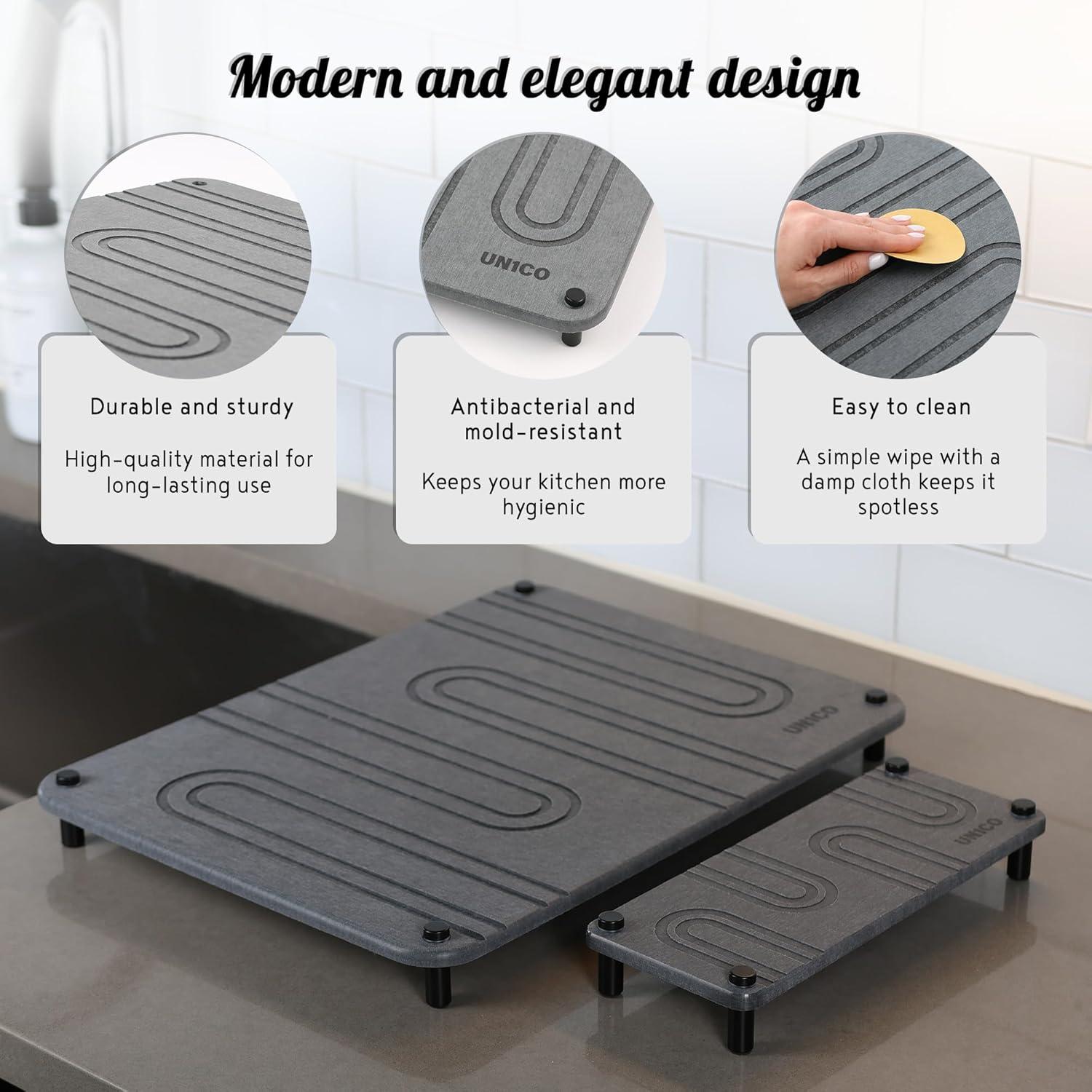 Alfombrilla de Secado de Piedra Diatomita UN1CO - 2 Piezas