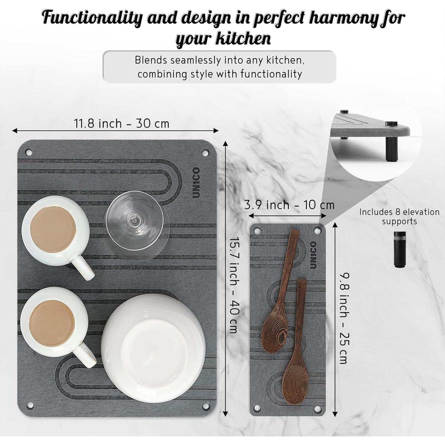 Alfombrilla de Secado de Piedra Diatomita UN1CO - 2 Piezas