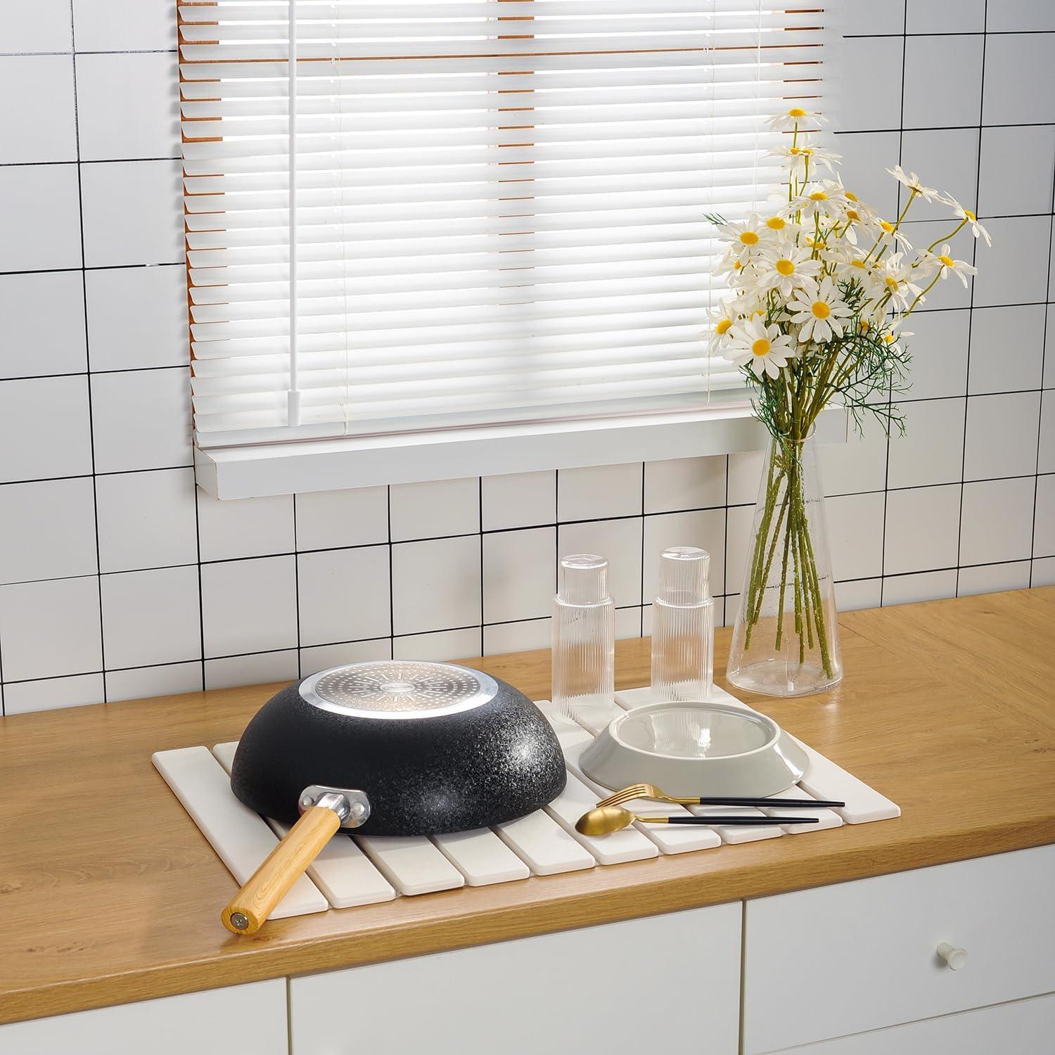 Alfombrilla de Secado de Piedra Diatomácea Feiyichi 60x39 cm Blanca