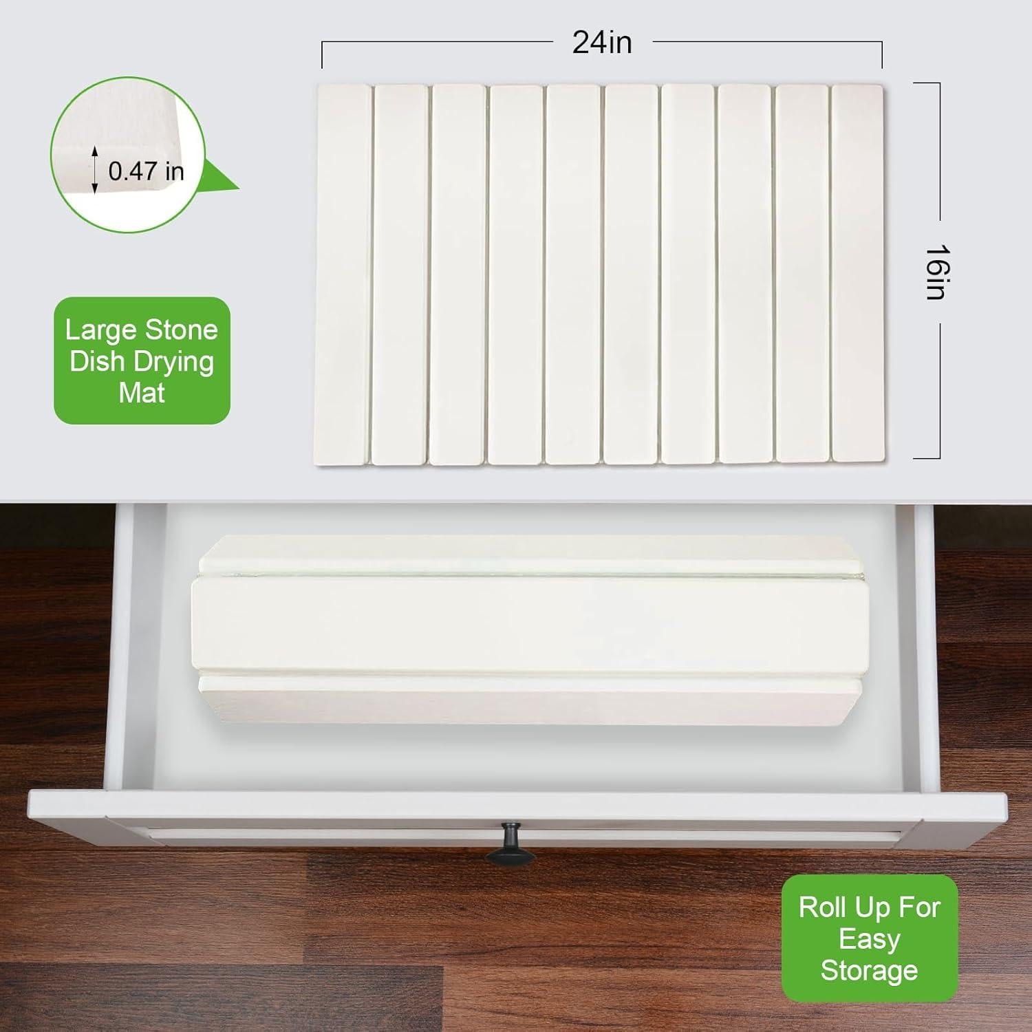 Alfombrilla de Secado de Platos Opaalic 60.96x40.64 cm Diatomácea