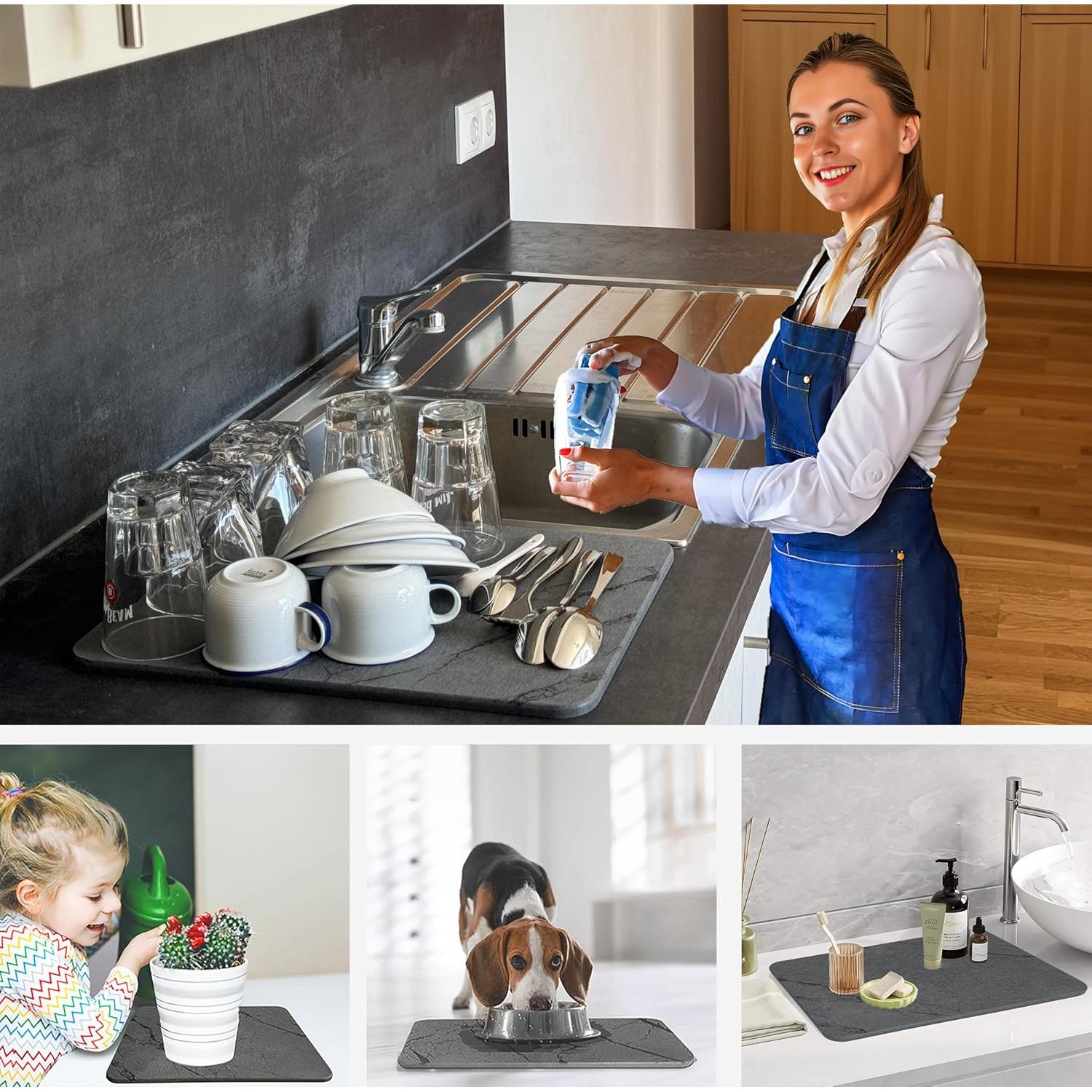 Alfombrilla de Secado de Piedra EDELANA 39.9x30 cm Antideslizante