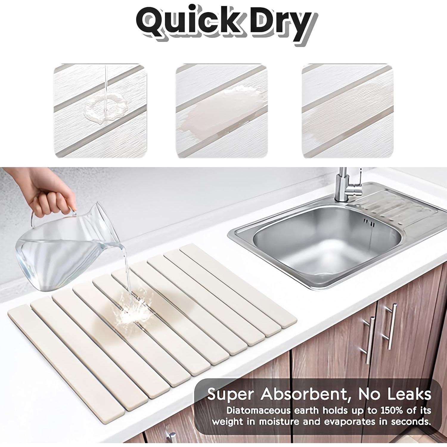 Alfombrilla de Secado de Platos de Piedra SunshineFace 60x39 cm