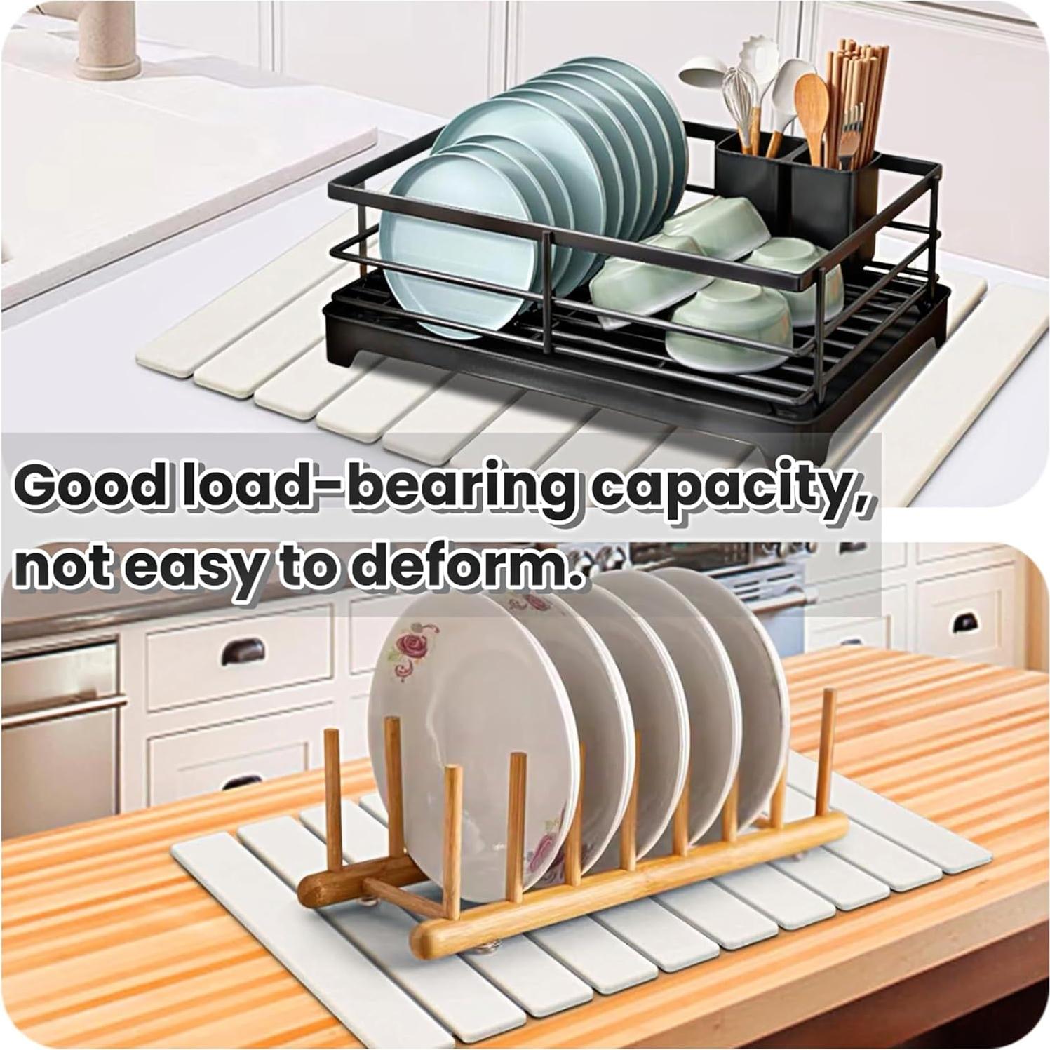 Alfombrilla de Secado de Platos de Piedra SunshineFace 60x39 cm