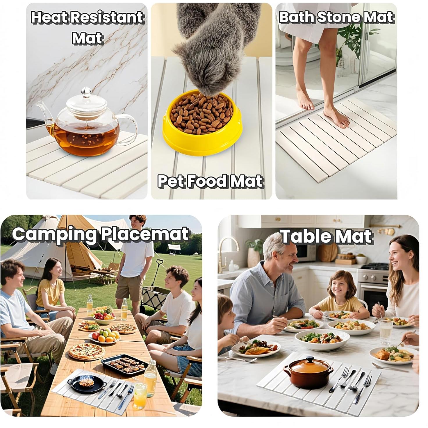 Alfombrilla de Secado de Platos de Piedra SunshineFace 60x39 cm