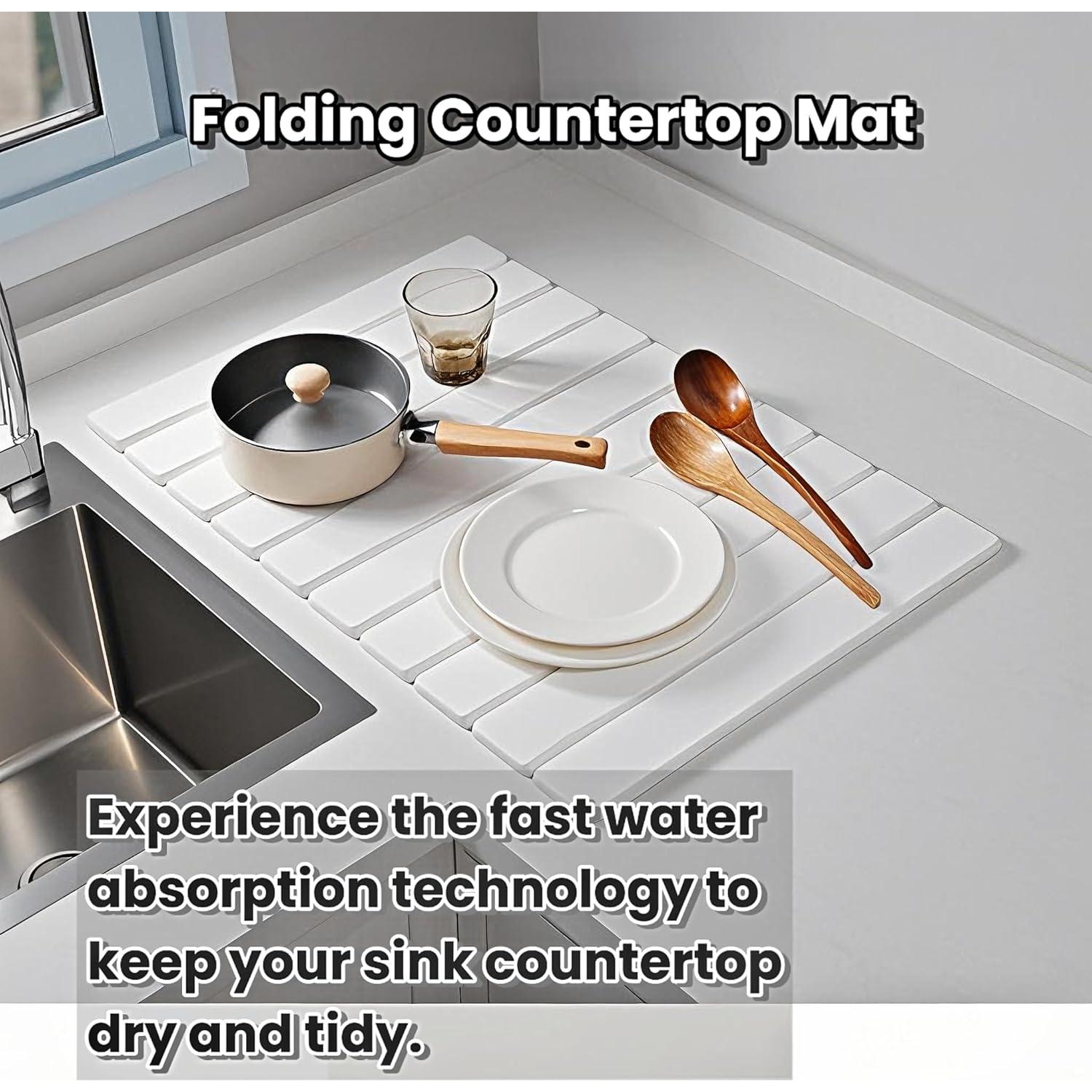 Alfombrilla de Secado de Platos de Piedra SunshineFace 60x39 cm