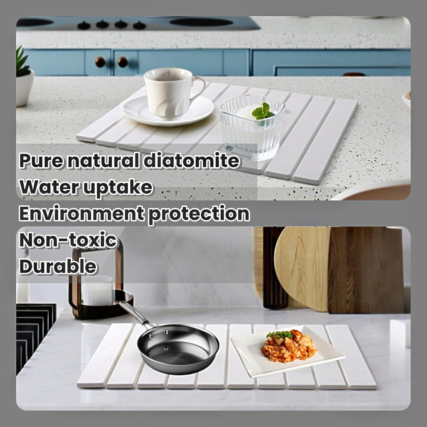 Alfombrilla de Secado de Platos de Piedra SunshineFace 60x39 cm