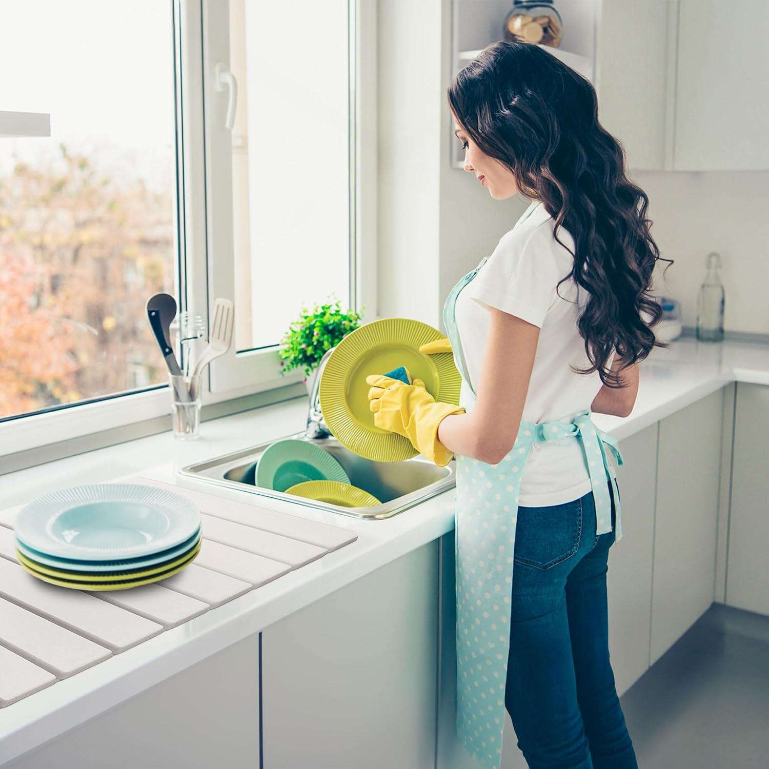 Alfombrilla de Secado de Platos Alijoy 61x40cm Plegable Absorbente