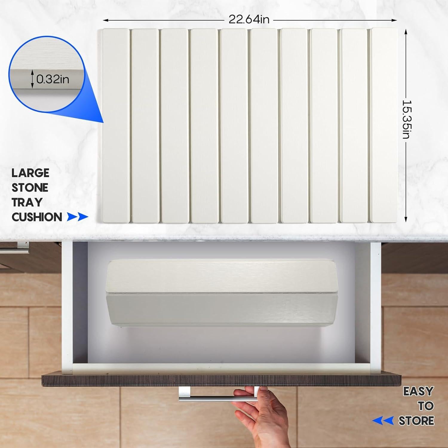 Paquete de 2 Tapetes de Secado de Platos Diatomita Blanco 24x16 cm
