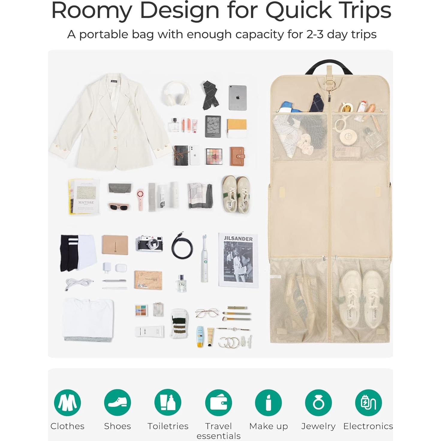 Bolsa de Ropa para Viaje BAGSMART Beige 55.88x44.96cm