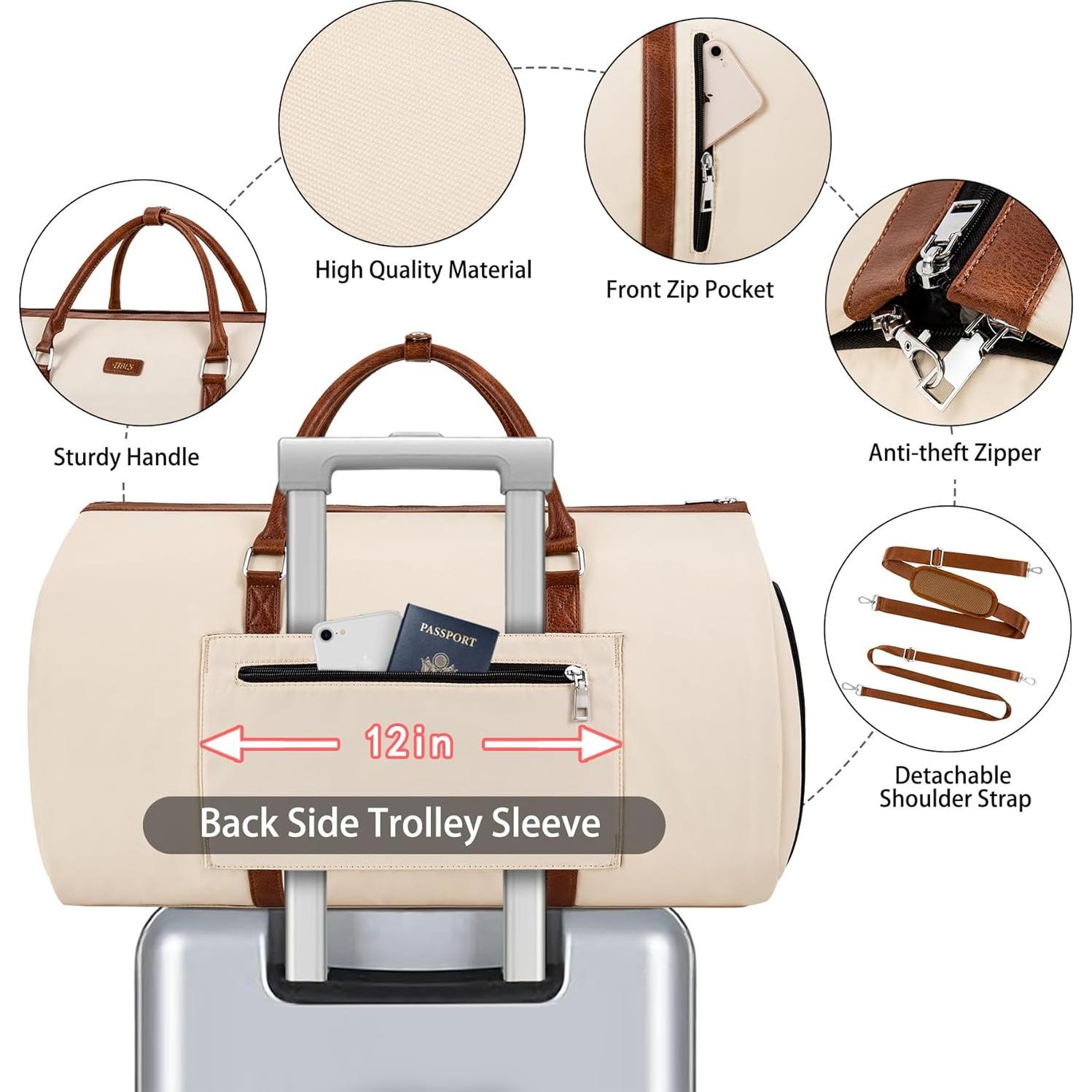 Bolsa de viaje convertible TIBES 4 en 1 para ropa y aseo