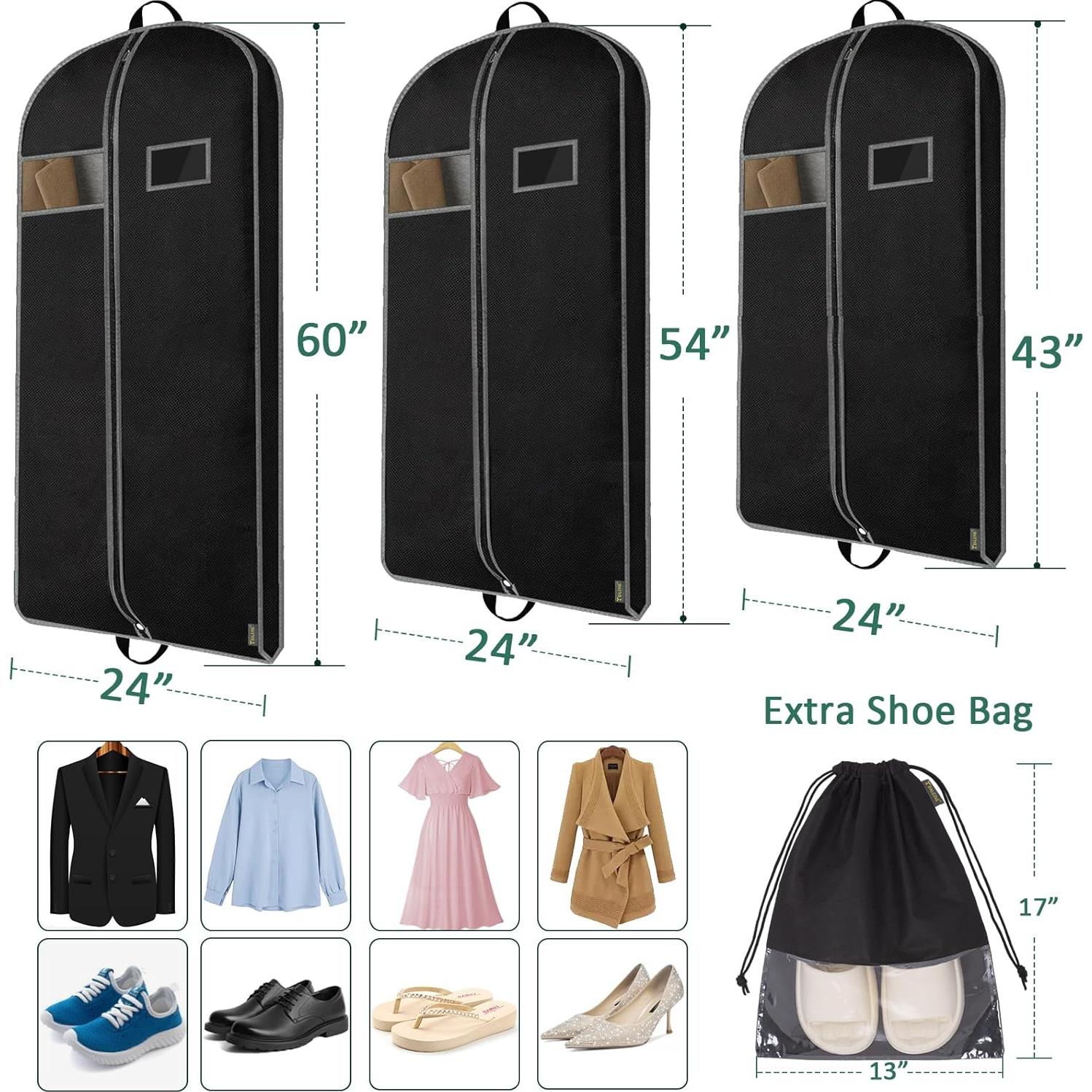 Bolsa de Ropa de Viaje BALEINE 1PK 109 cm Negra para Trajes