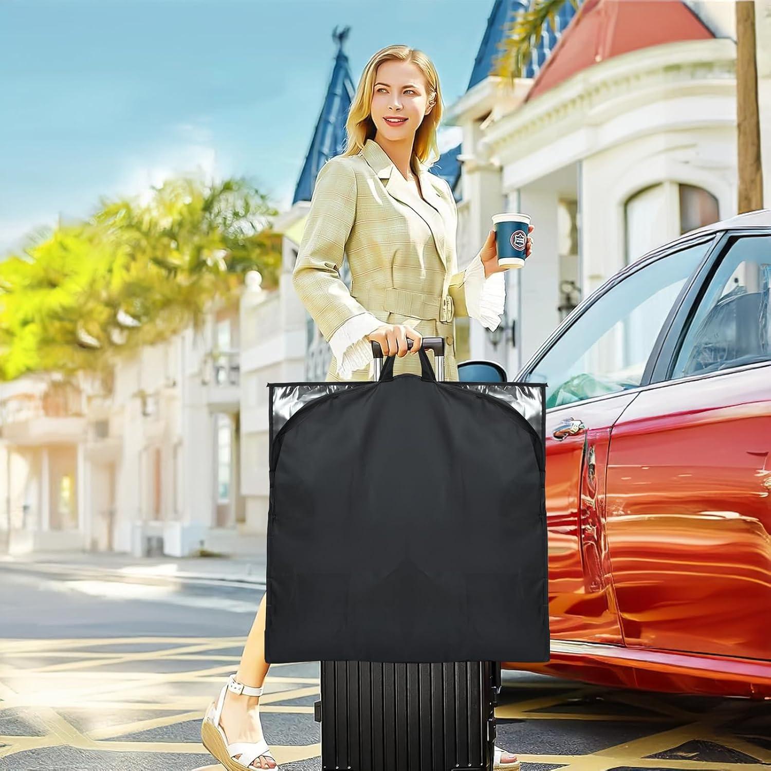 Bolsas de Ropa para Viaje 137 cm Negro - 2 Bolsillos Transparentes