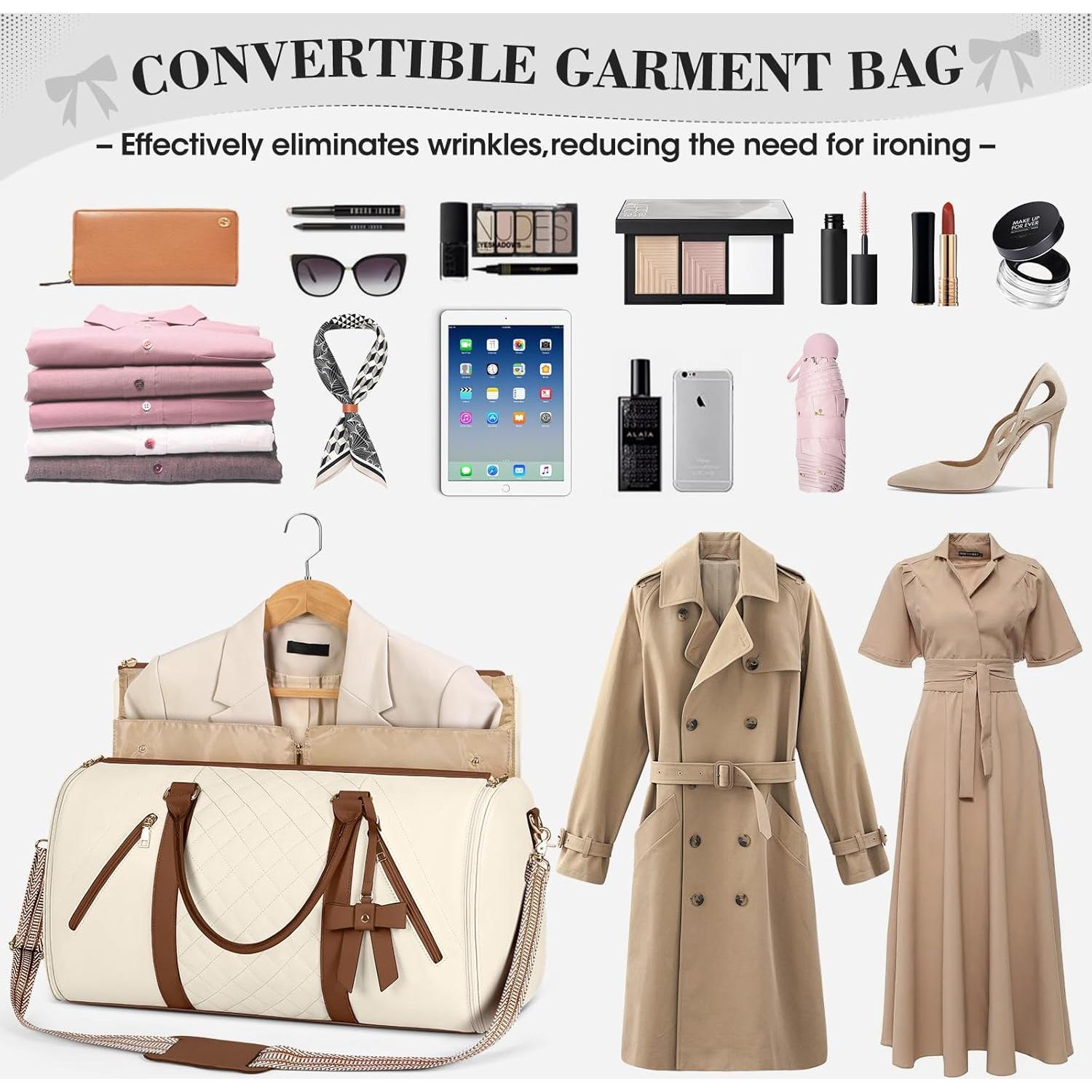 Bolsa de Ropa RAINSMORE Beige para Viaje Mujeres 52x26x32cm