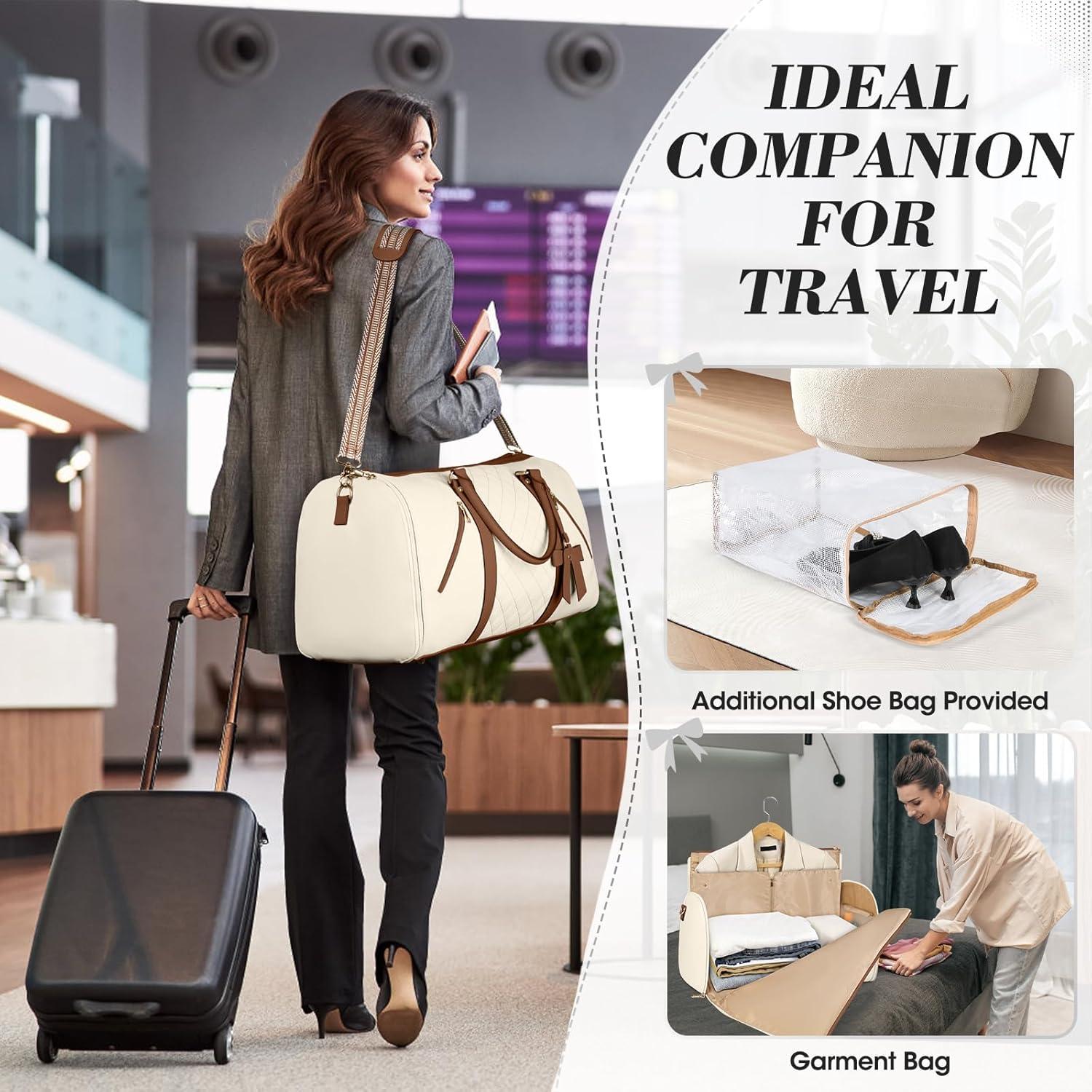 Bolsa de Ropa RAINSMORE Beige para Viaje Mujeres 52x26x32cm