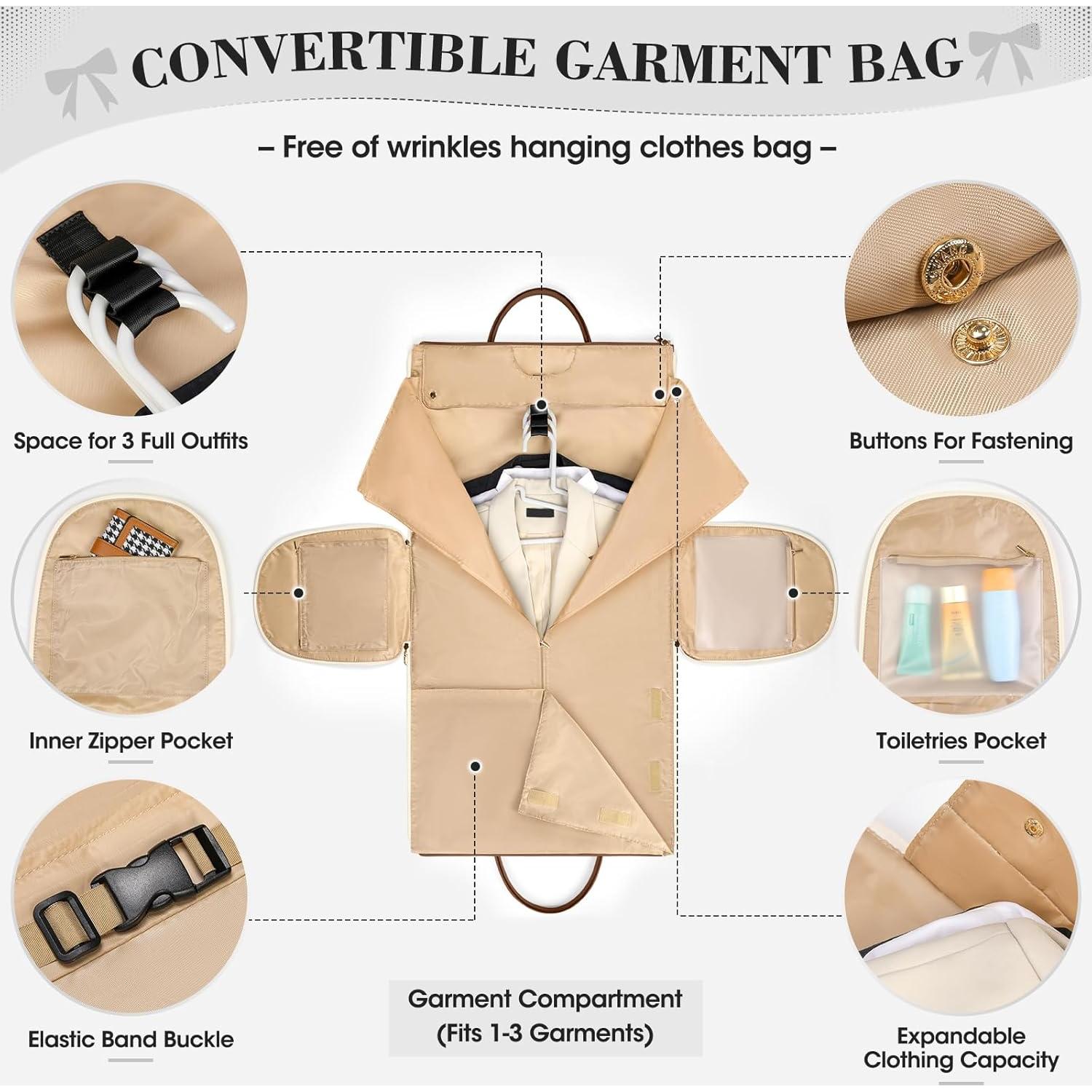 Bolsa de Ropa RAINSMORE Beige para Viaje Mujeres 52x26x32cm