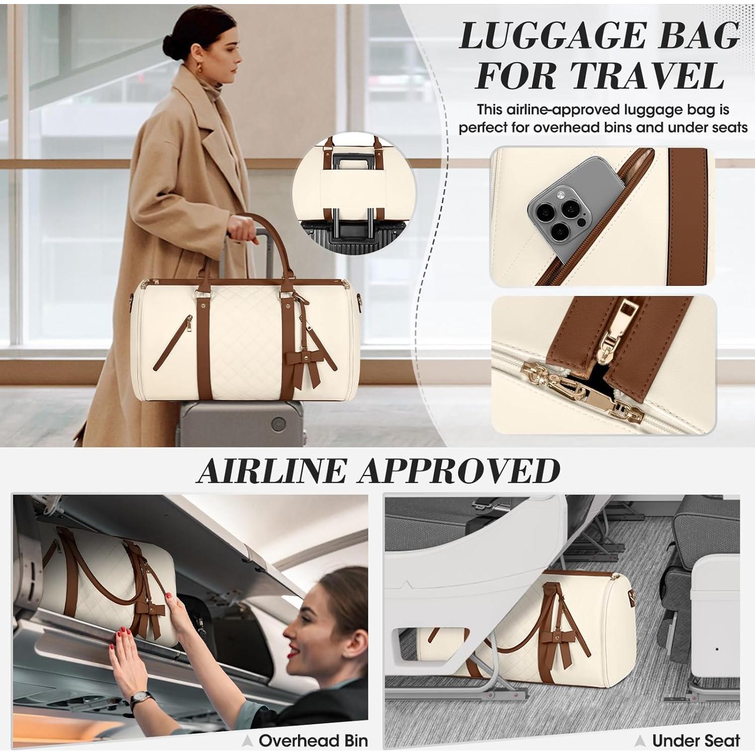 Bolsa de Ropa RAINSMORE Beige para Viaje Mujeres 52x26x32cm