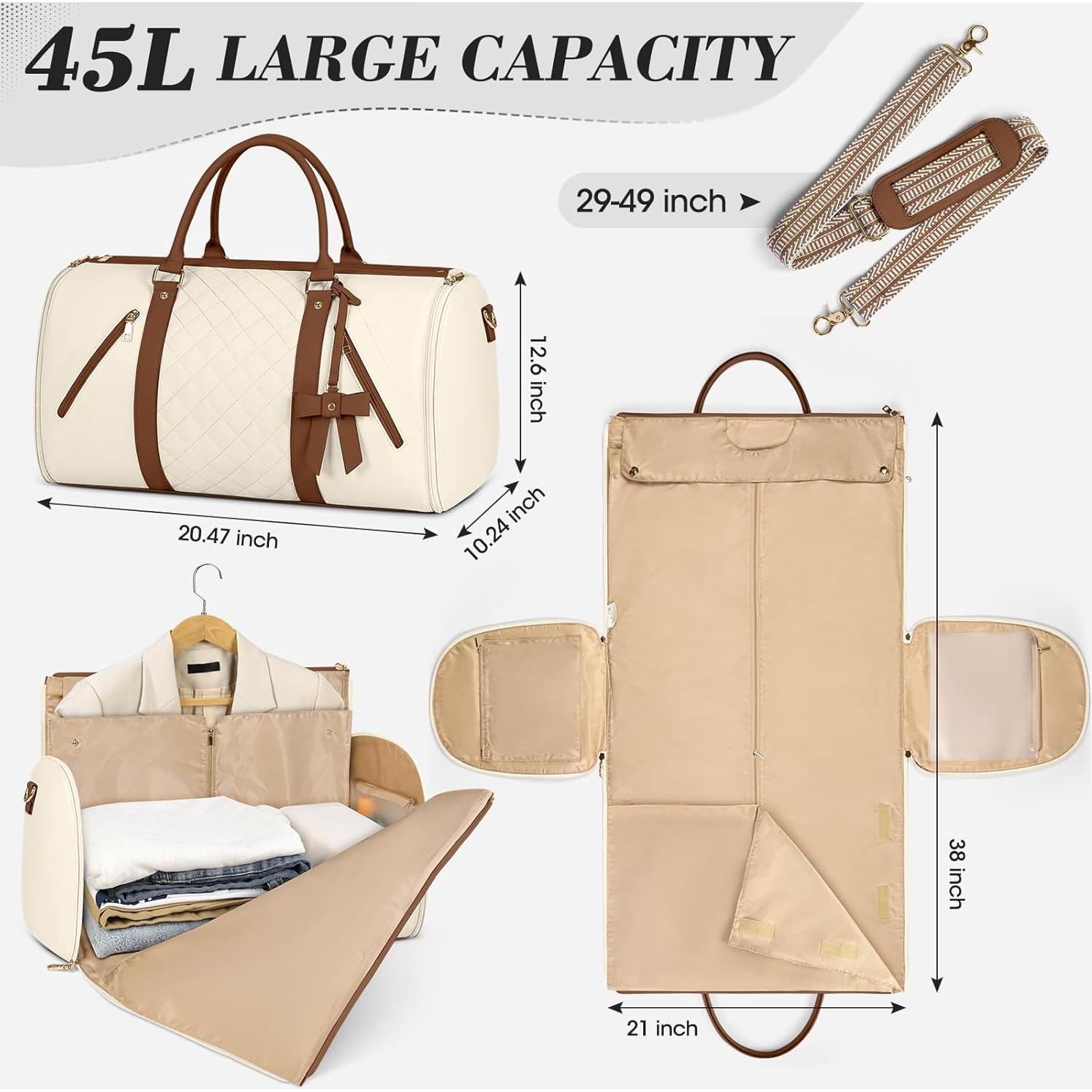 Bolsa de Ropa RAINSMORE Beige para Viaje Mujeres 52x26x32cm