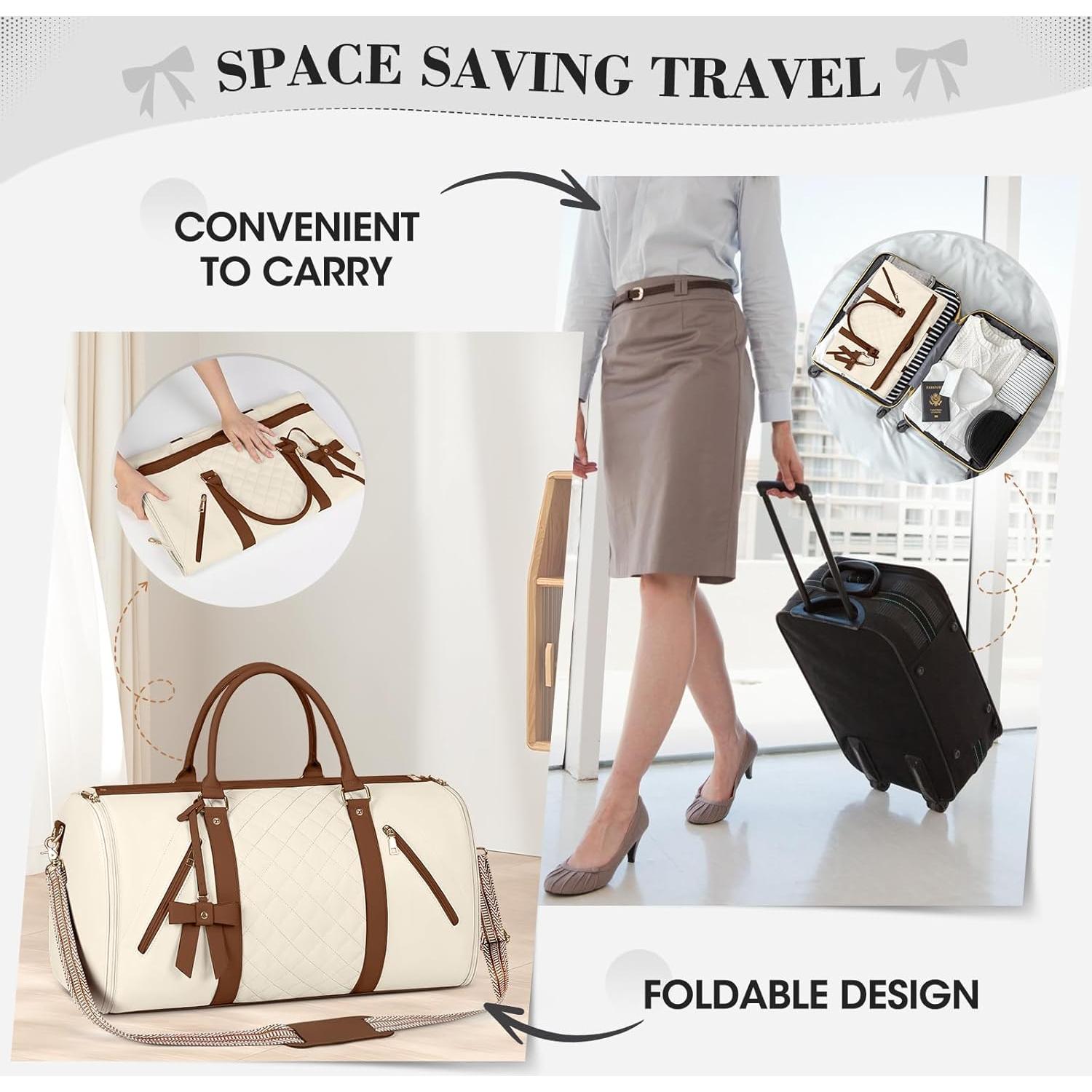 Bolsa de Ropa RAINSMORE Beige para Viaje Mujeres 52x26x32cm