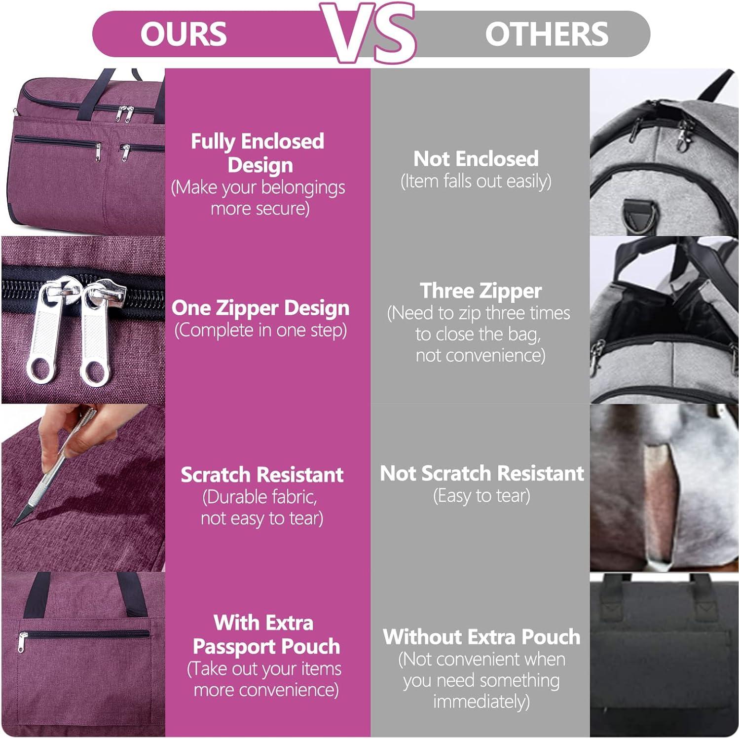 Bolsa de ropa de mano Bukere 2 en 1 morada 55L