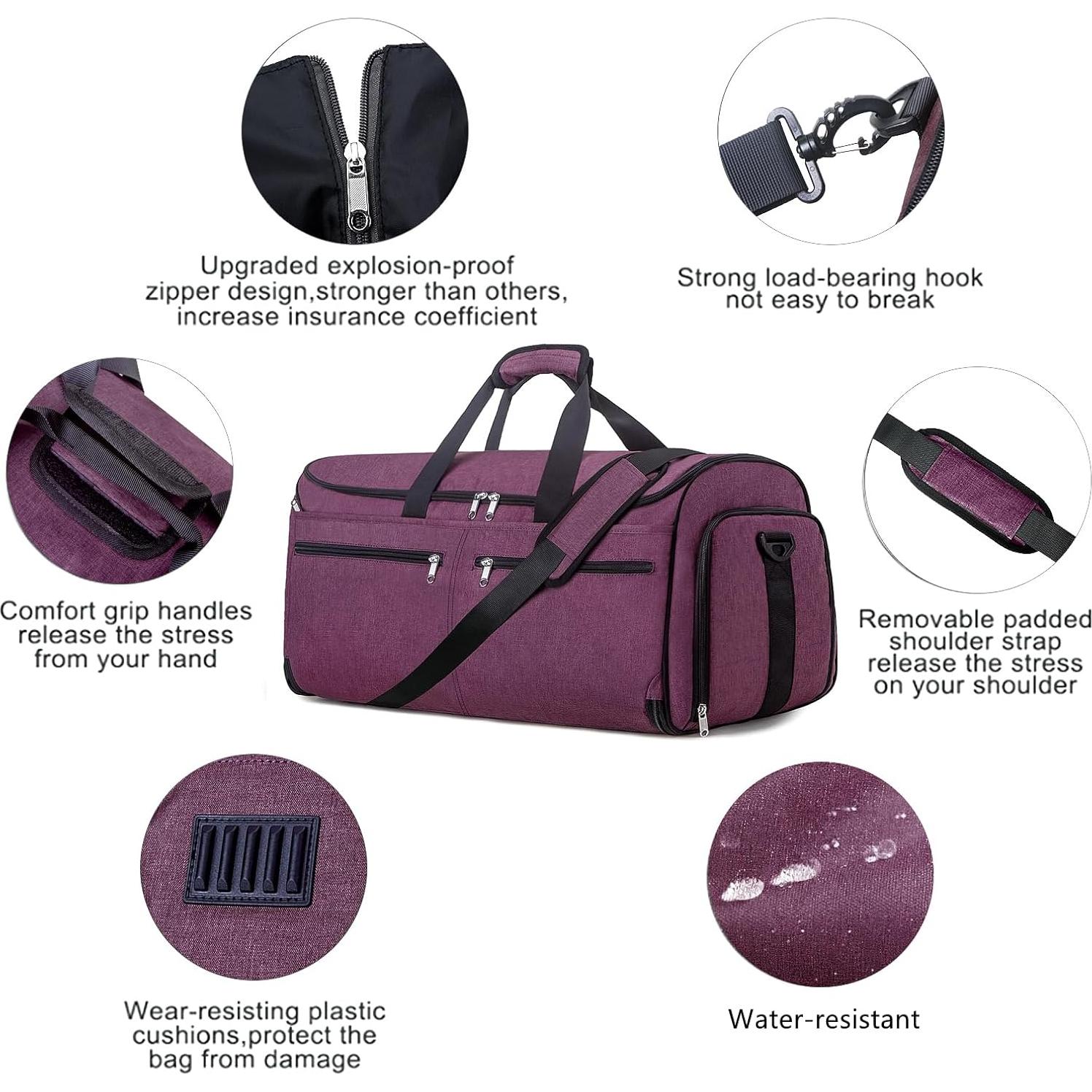 Bolsa de ropa de mano Bukere 2 en 1 morada 55L