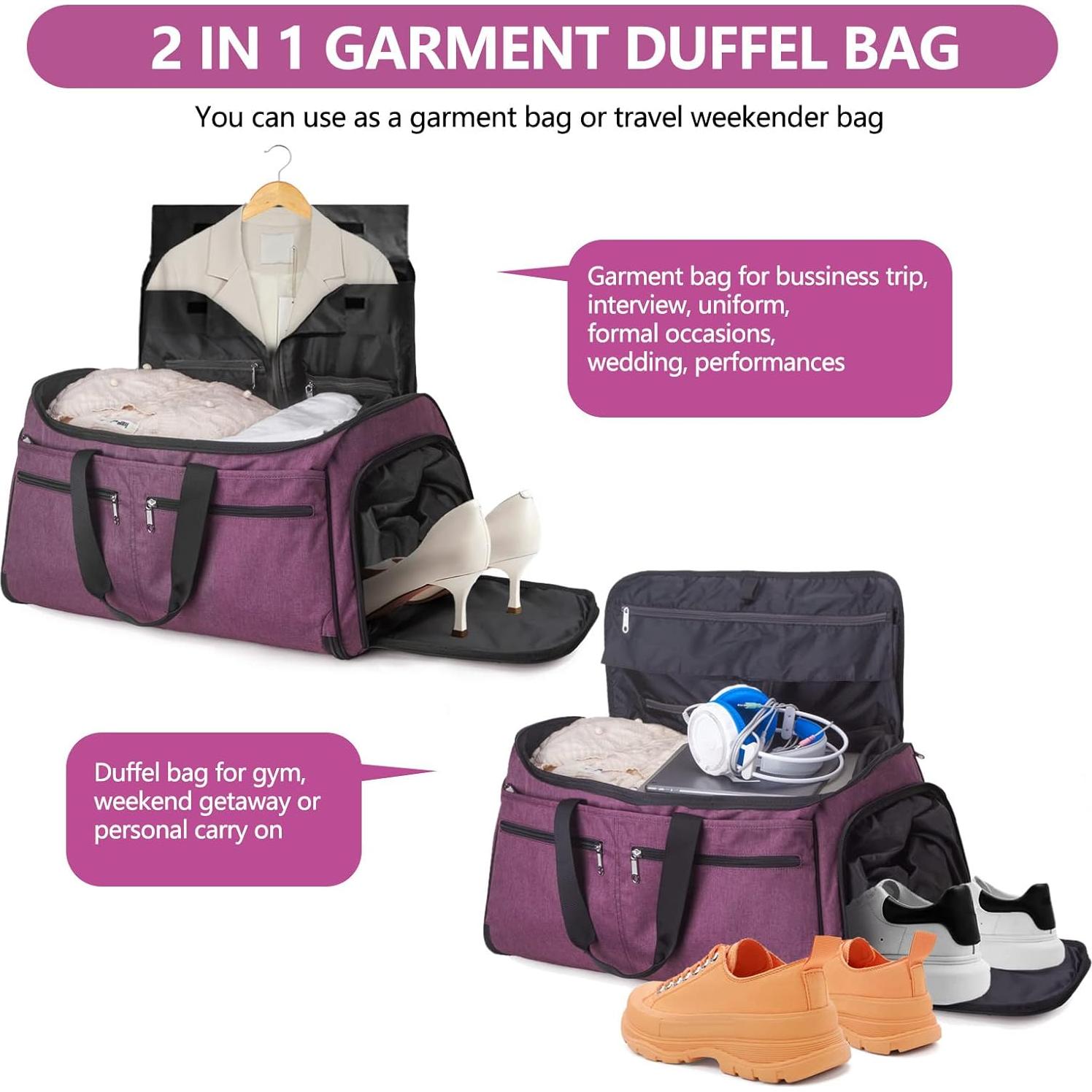 Bolsa de ropa de mano Bukere 2 en 1 morada 55L