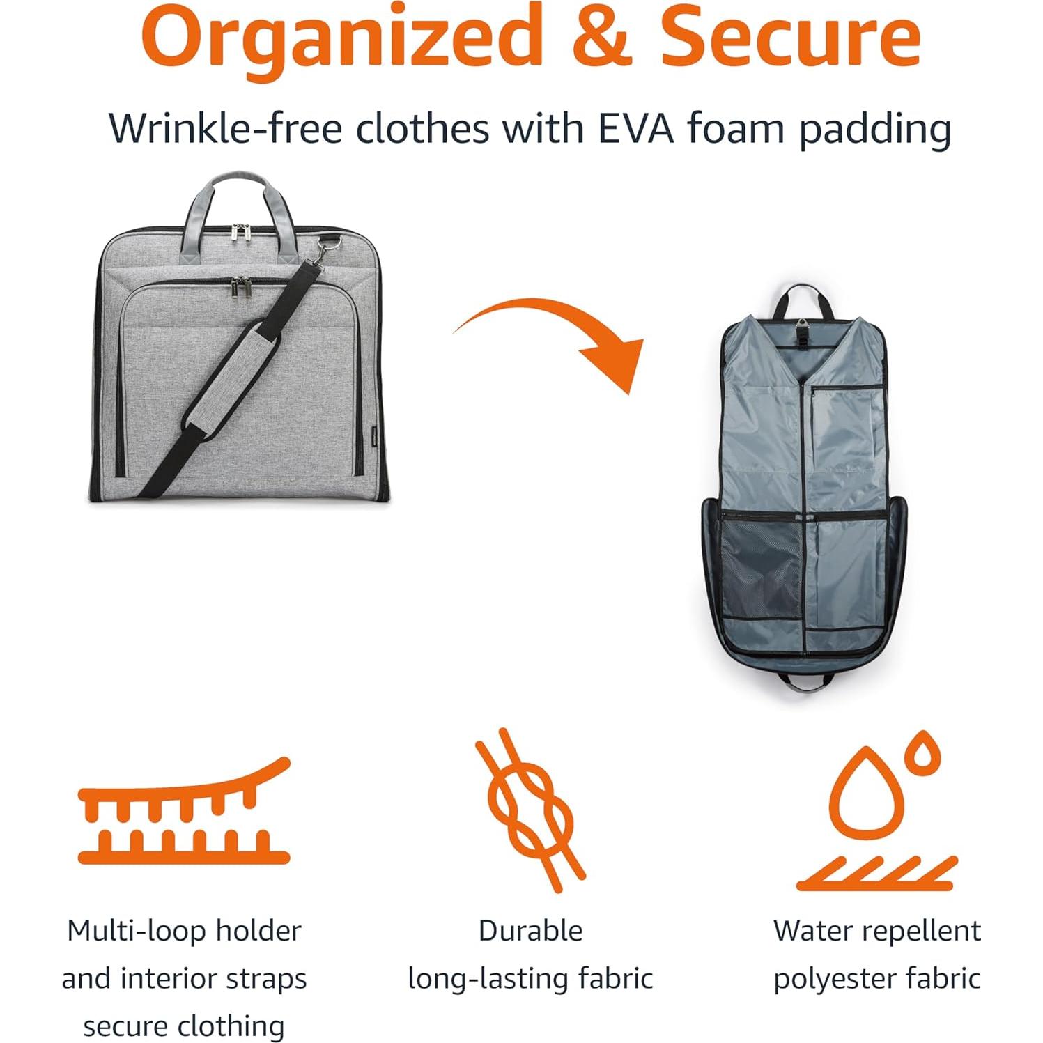 Bolsa de Ropa de Mano Amazon Basics Gris para Viajes