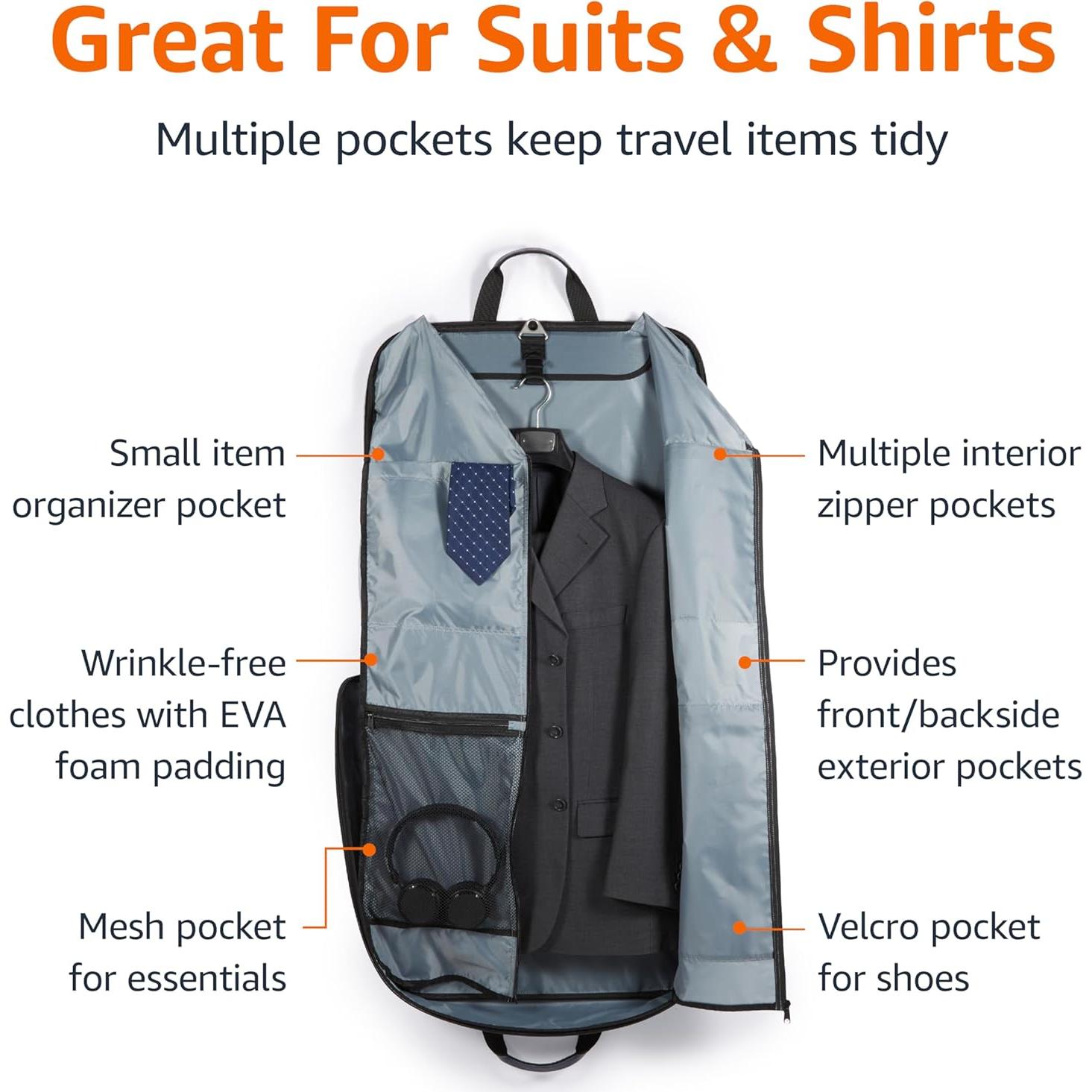 Bolsa de Ropa de Mano Amazon Basics Gris para Viajes