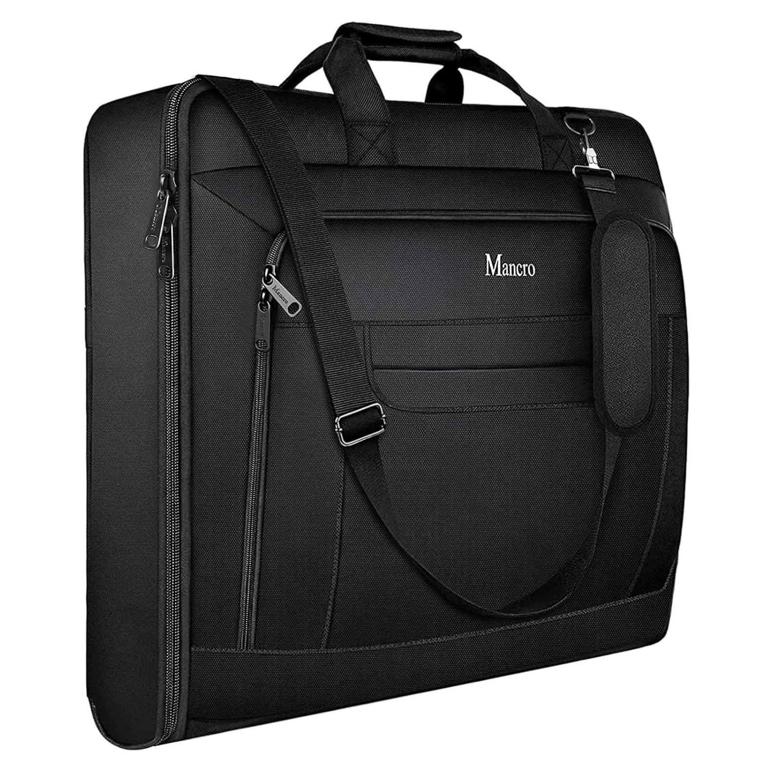 Bolsa de Ropa de Viaje Mancro 40L Plegable Negra con Correa
