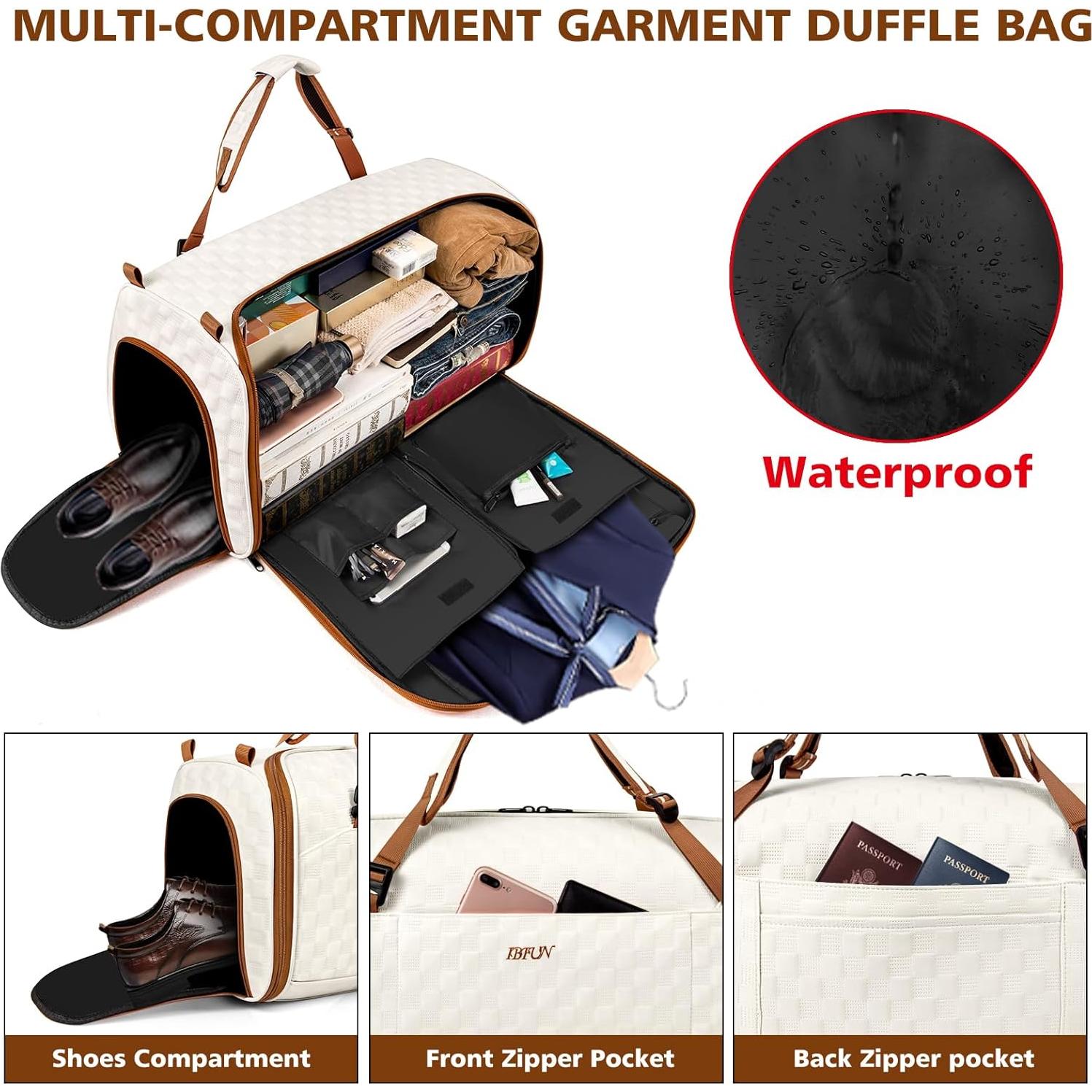 Bolsa de Duffle Convertible IBFUN 4 en 1 50L con Compartimento para Zapatos
