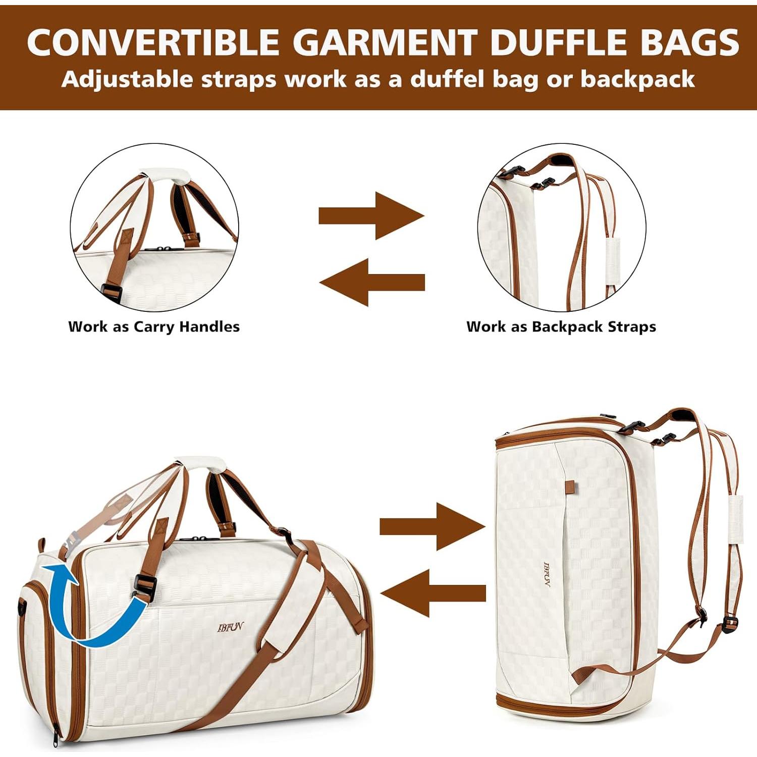 Bolsa de Duffle Convertible IBFUN 4 en 1 50L con Compartimento para Zapatos