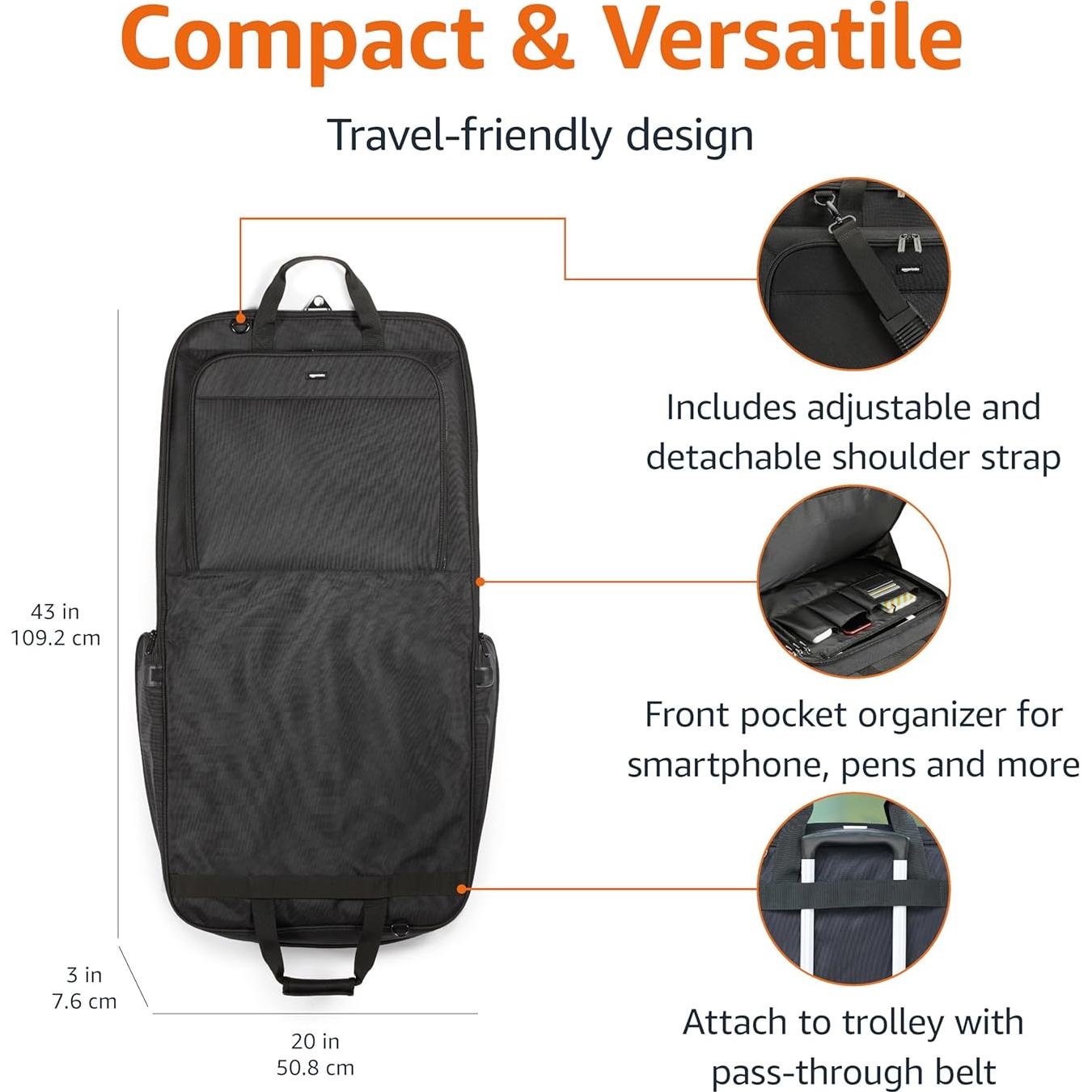 Bolsa de viaje Amazon Basics para trajes y vestidos 109.2 cm negra