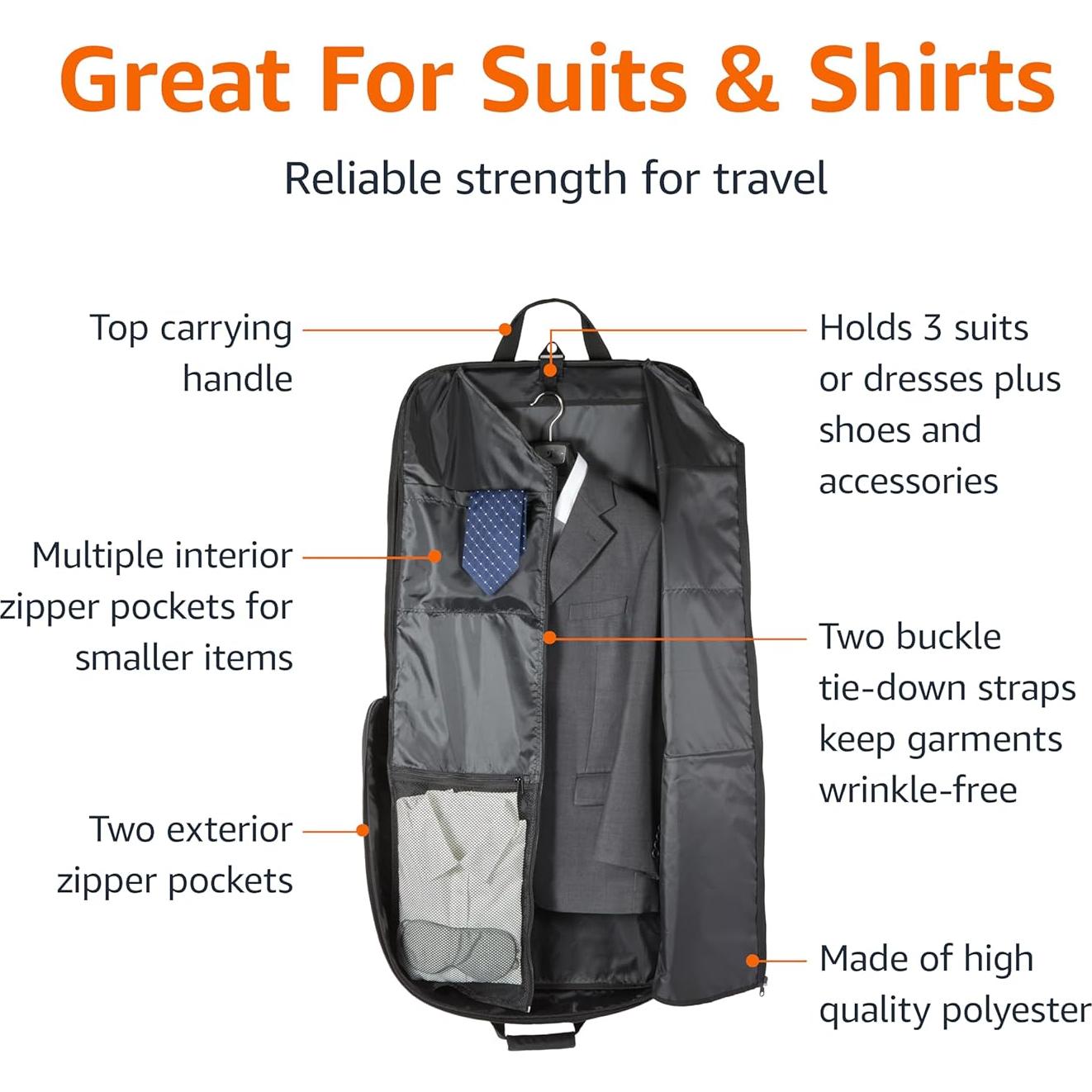 Bolsa de viaje Amazon Basics para trajes y vestidos 109.2 cm negra