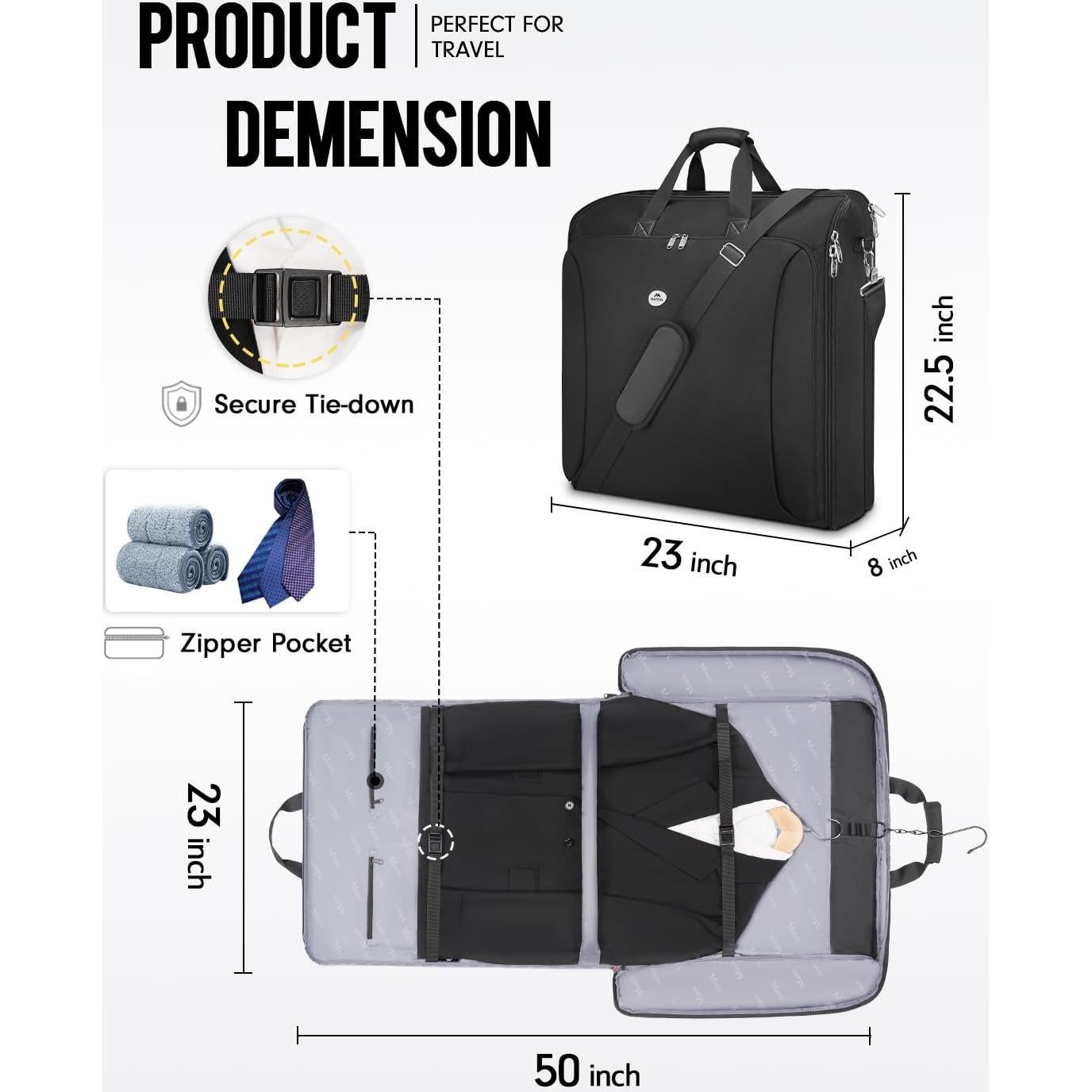 Bolsa de Traje MATEIN Doble Capa para 6 Trajes Negra