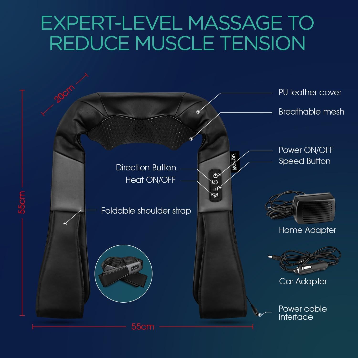 Masajeador Eléctrico de Cuello y Espalda VOYOR-HEALTH PJ100 con Calor