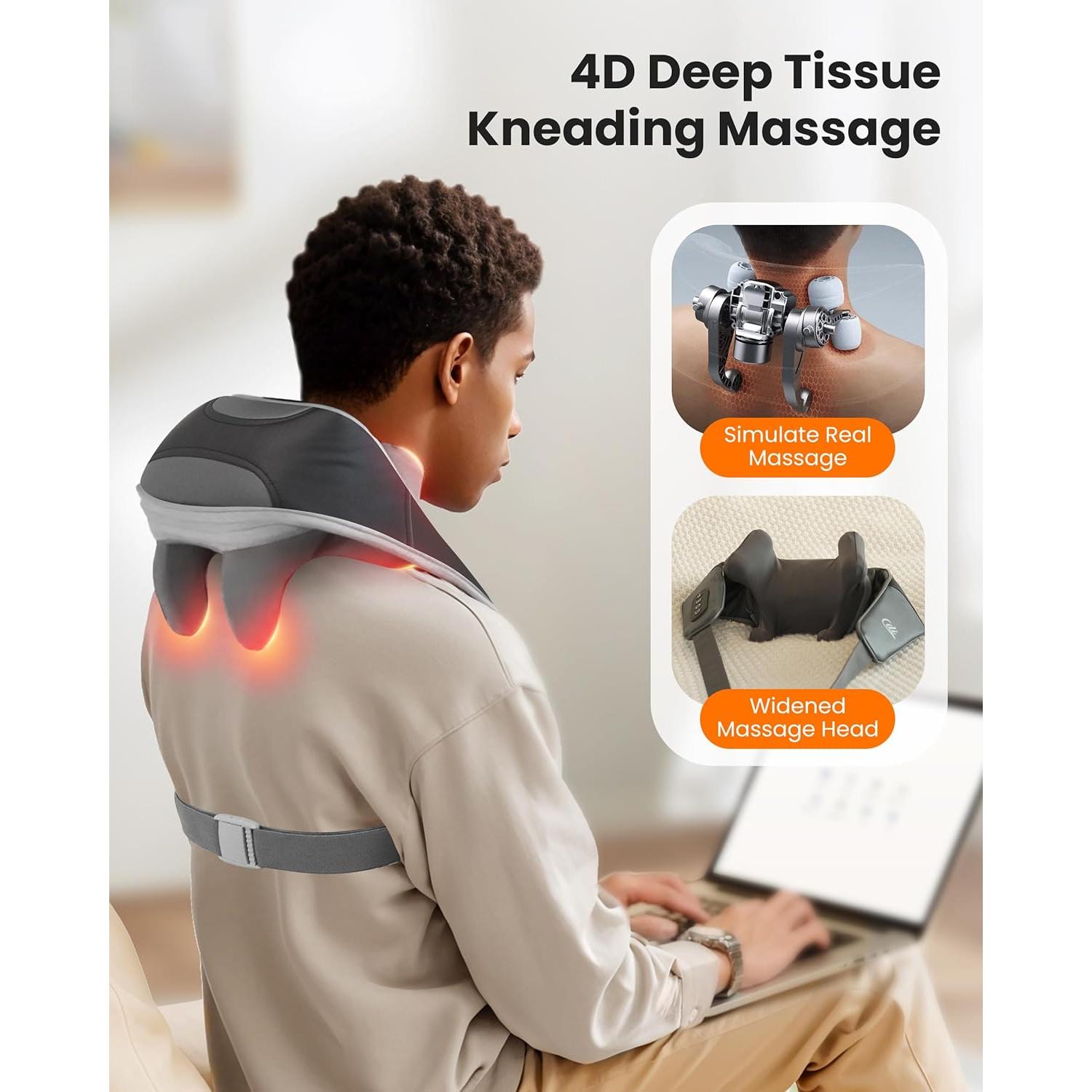 Masajeador de Cuello Inalámbrico CILI CL-6826 con Calor 4D