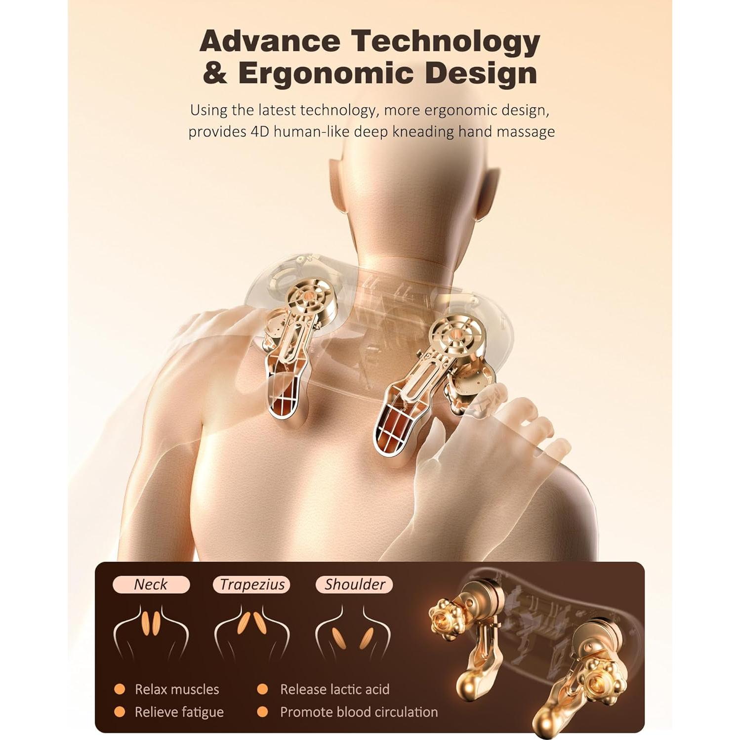 Masajeador de Cuello y Hombros KNQZE KNB1 con Calor 4D