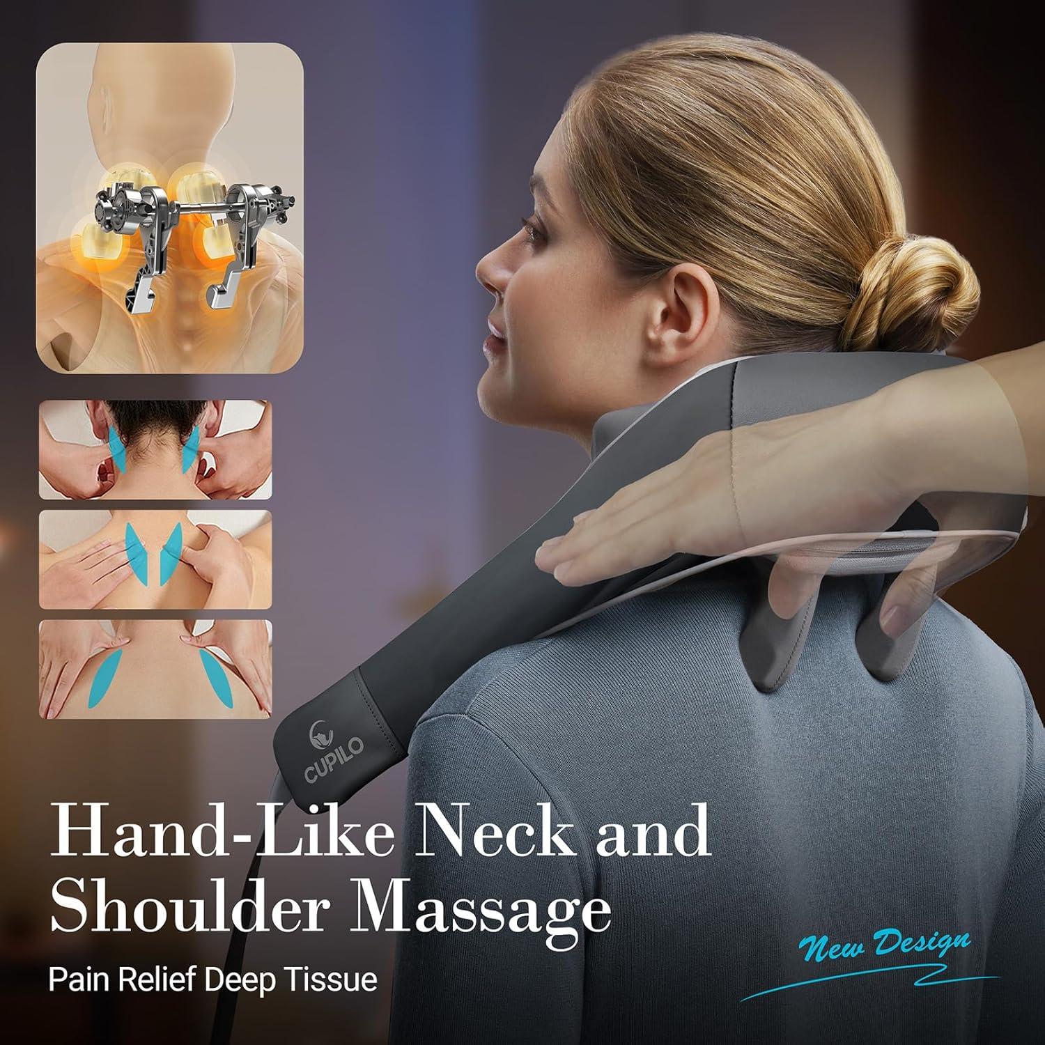 Masajeador de Cuello Shiatsu CuPiLo 6D con Calor y Control Remoto