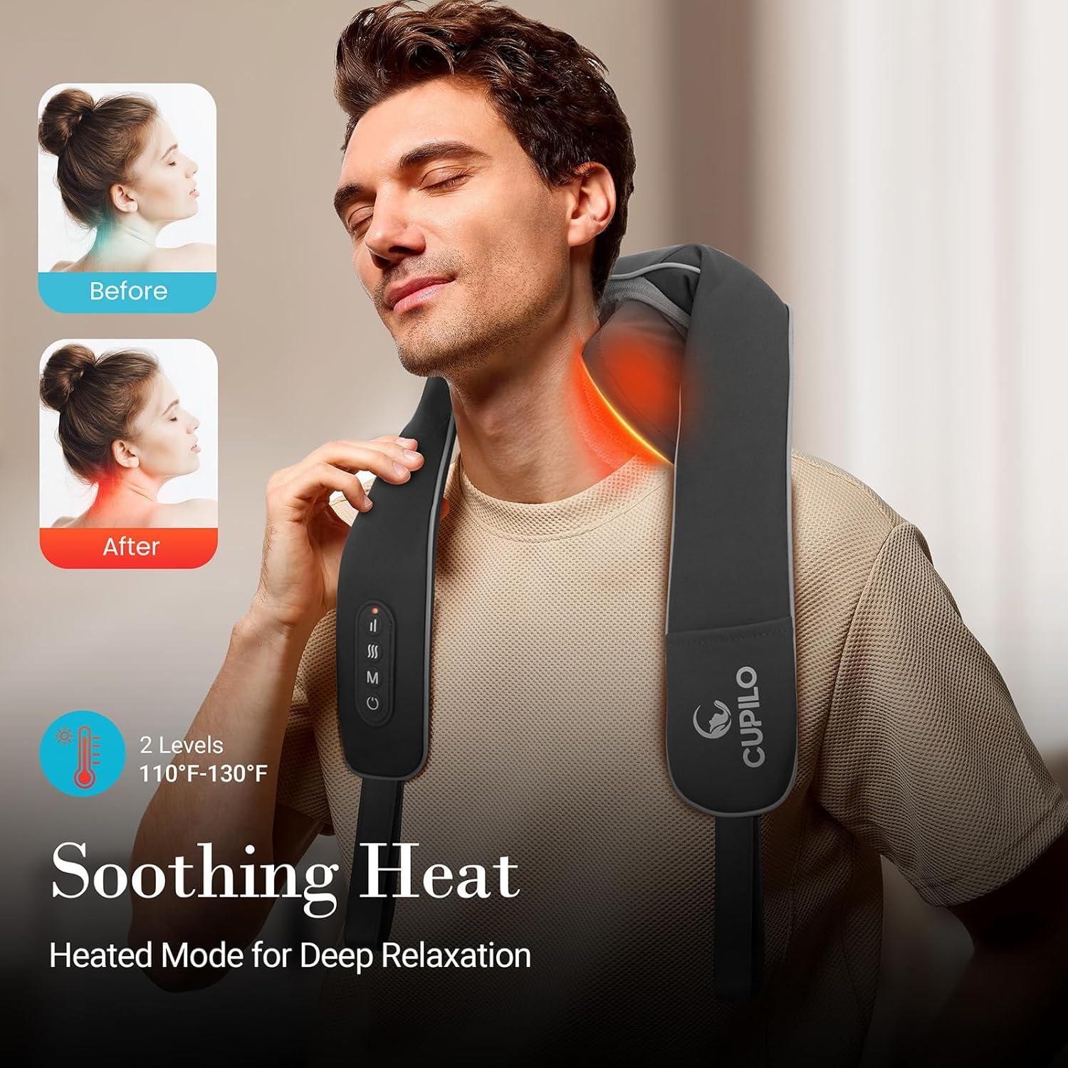 Masajeador de Cuello Shiatsu CuPiLo 6D con Calor y Control Remoto