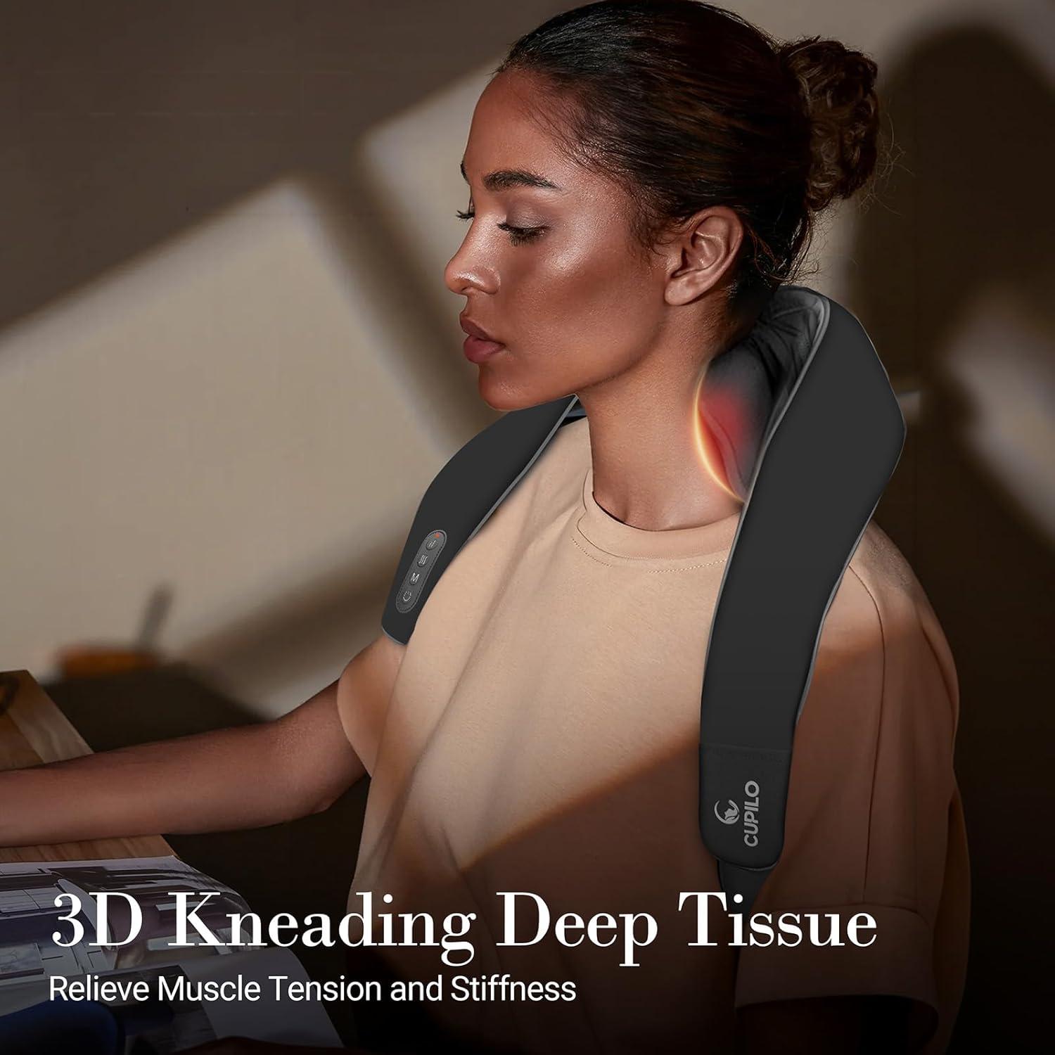 Masajeador de Cuello Shiatsu CuPiLo 6D con Calor y Control Remoto
