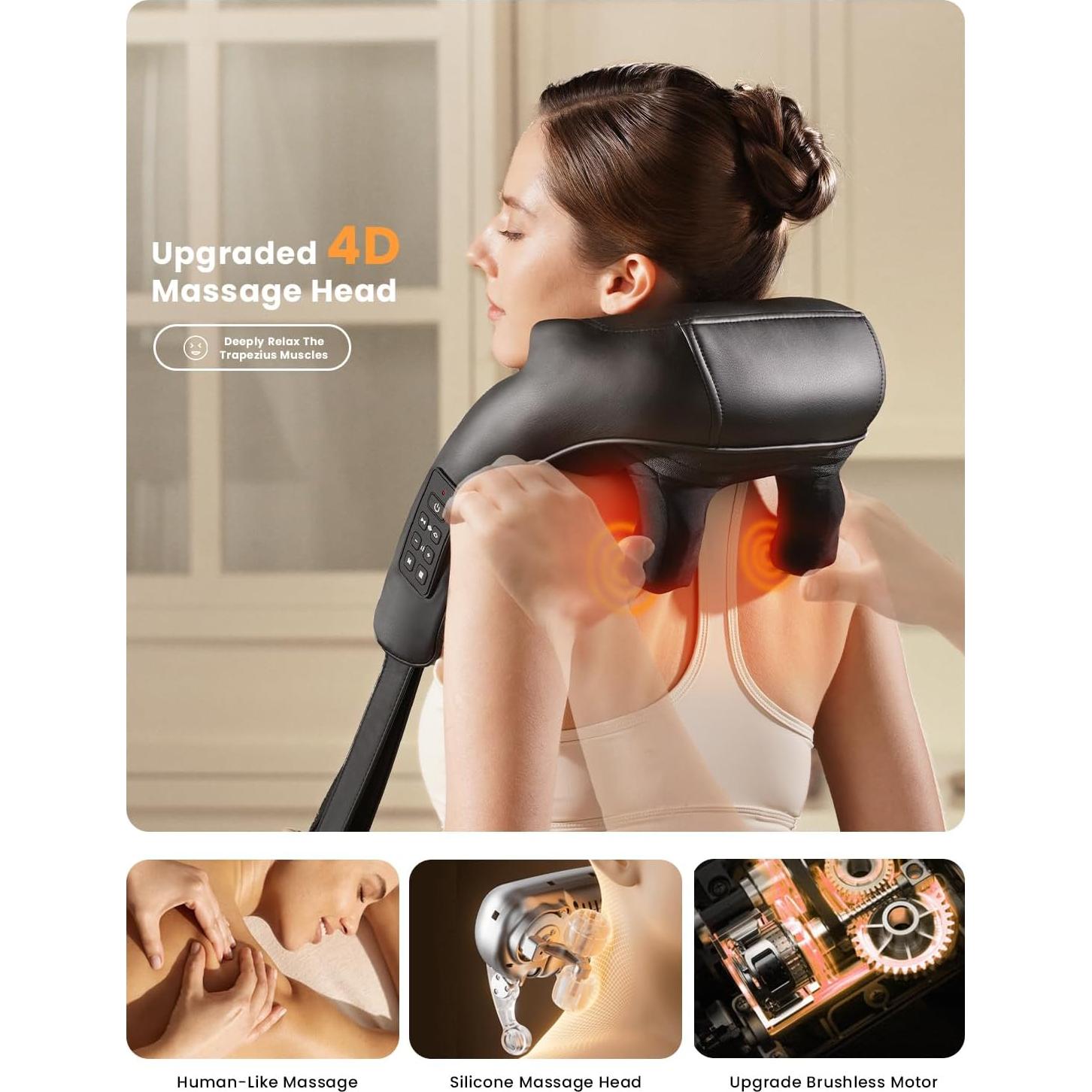 Masajeador de Cuello y Espalda Inalámbrico MASGRE 6D con Calor