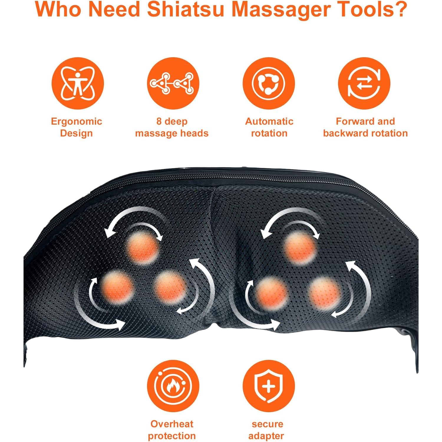 Masajeador Eléctrico de Cuello y Espalda Shiatsu Ceamorfco con Calor