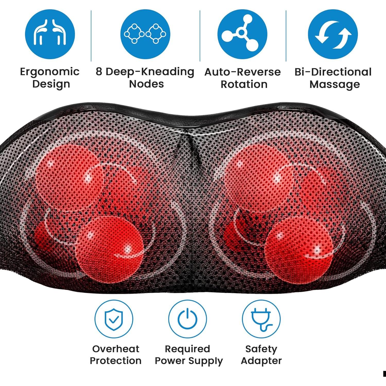Masajeador de Cuello y Espalda Shiatsu BOFEUNNG con Calor